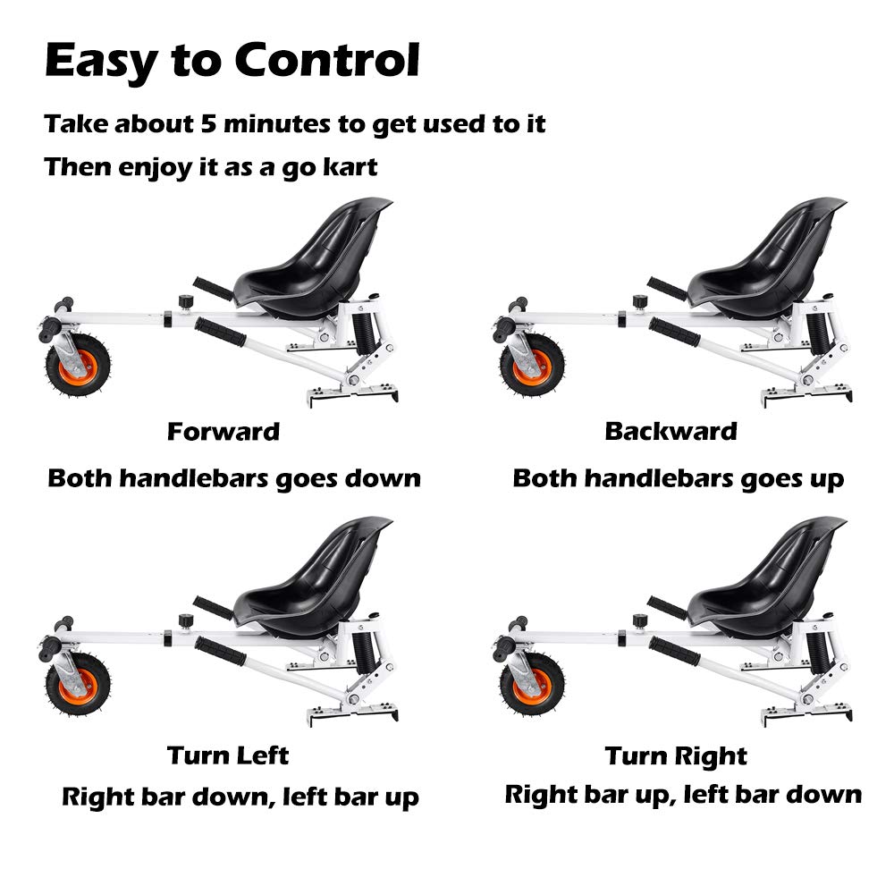 Kids Hoverboard Go Kart Seat Attachment - Adjustable Suspension for 6