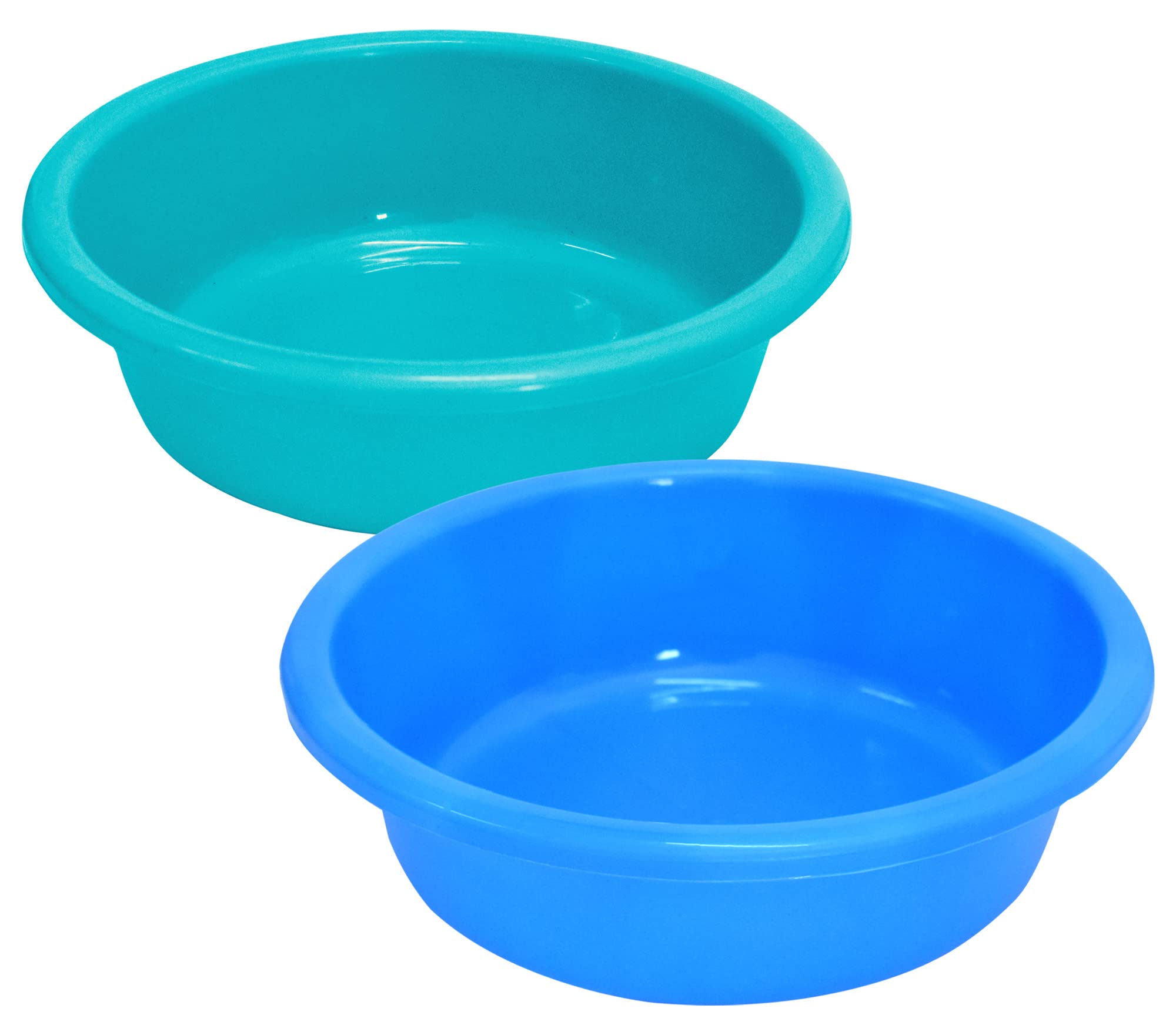 Kuber Industries Unbreakable Plastic Dough Mixing Bowl - 6 Liter (Pack of 2) - Sky Blue & Blue - Perfect for Baking, Kneading, Food Prep & Kitchen Storage - Heavy Duty Dough Proofing Basket for Bread Making, Pizza Dough & Pastries