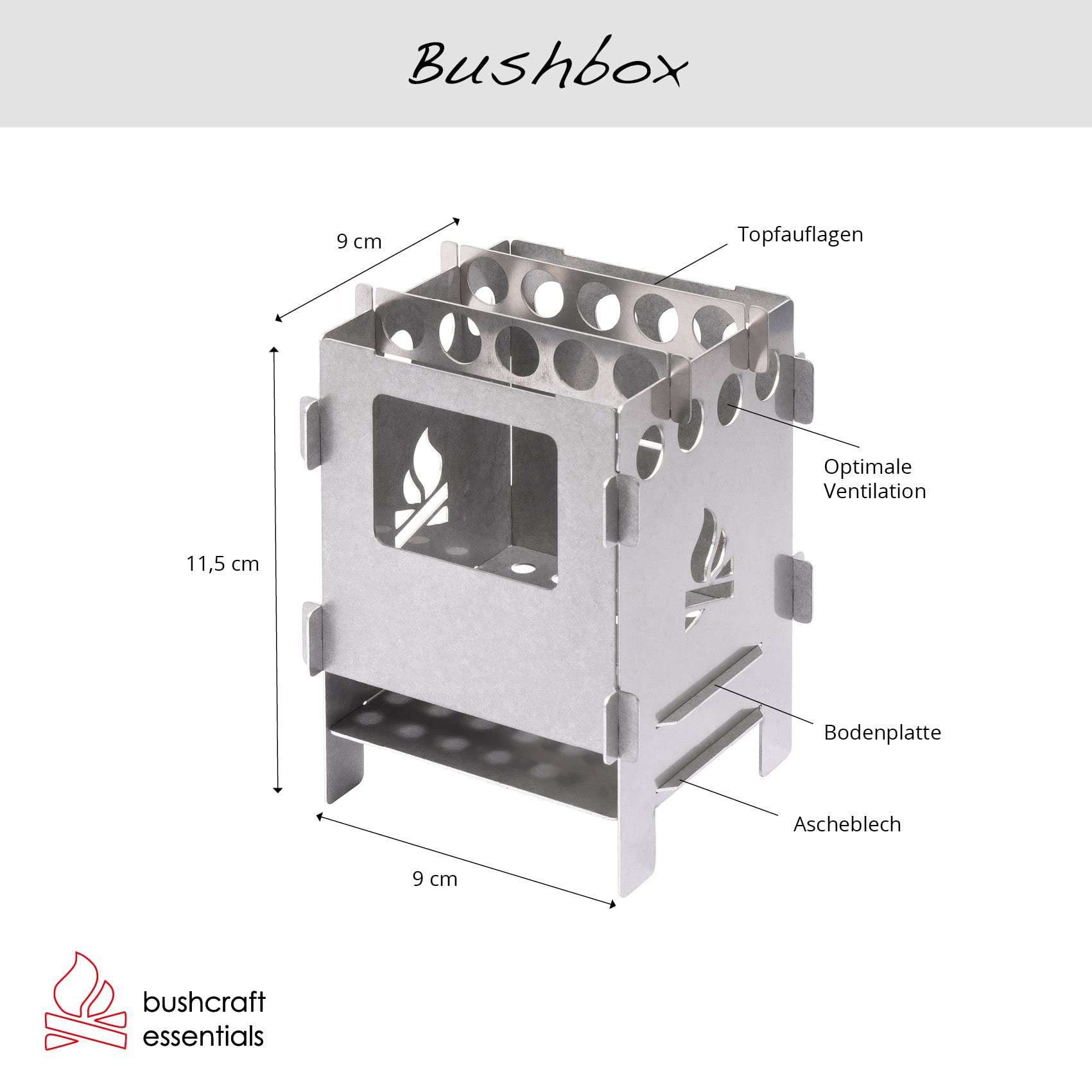 Bushbox Ultralight Titanium Pocket Stove - Portable Camping Stove for Backpacking, Hiking & Survival Gear | Compact Outdoor Cooking for Bushcraft, Emergency & Adventure Use