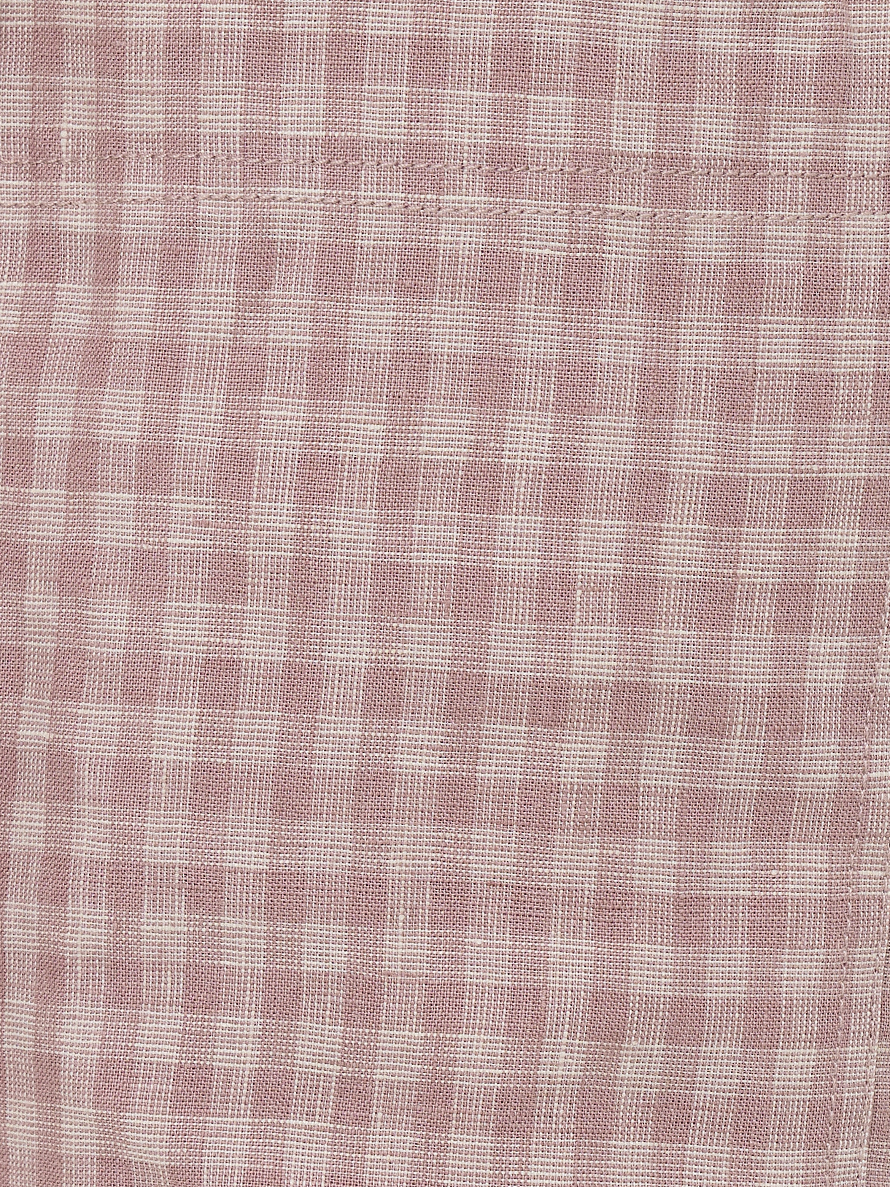 Mara Linen Checked Women's Trousers | Pink Casual Pants | Perfect for Office Wear, Summer Outfits & Travel