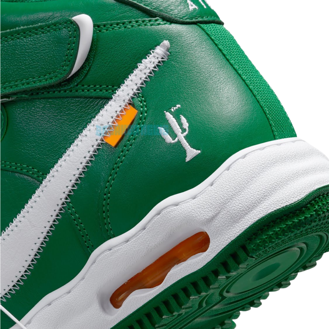 Off White x Nike Air Force 1 Mid SP Leather Sneakers in Pine Green & White - Limited Edition Streetwear Shoes for Men's Fashion & Urban Lifestyle