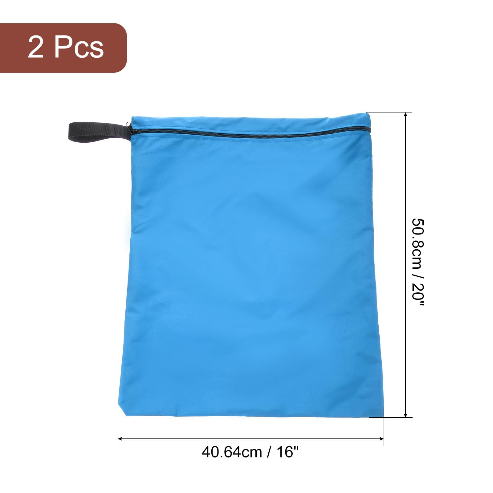 uxcell 2 Pack Waterproof Wet Dry Bags 16x20 Inches - Zippered Travel Gym Bag for Swimsuits, Beach & Pool Essentials - Reusable Storage for Sports, Camping & Baby Items (Blue)