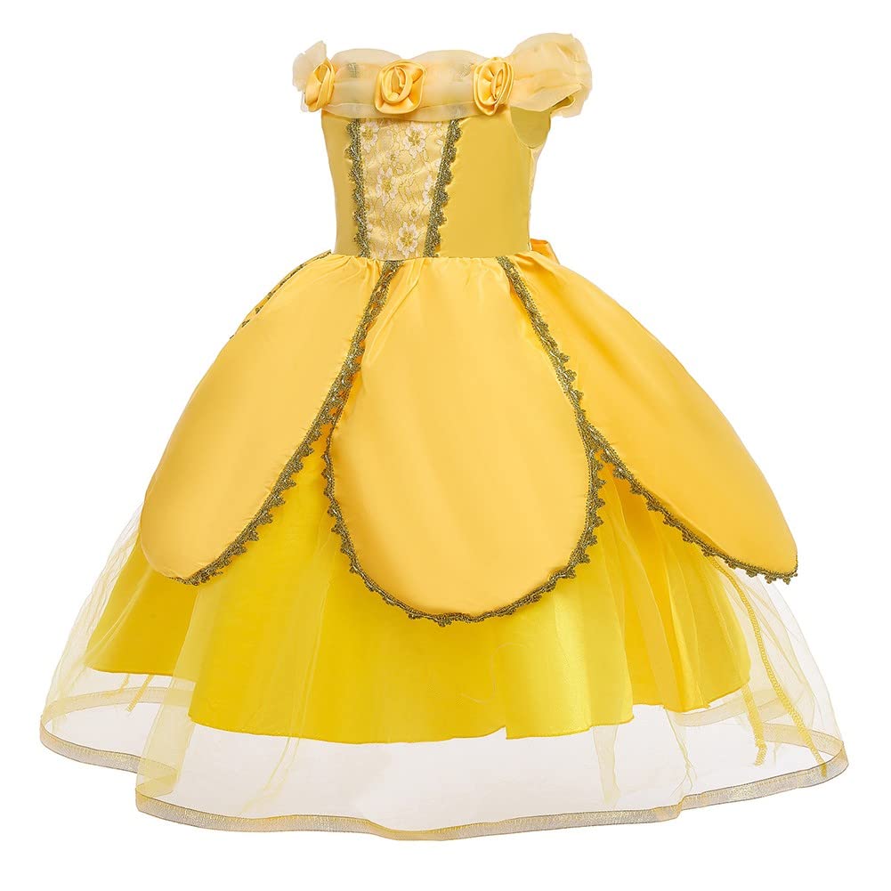 Belle Princess Dress for Girls - Beauty and The Beast Costume for Halloween, Christmas & Birthday Parties | Elegant Ball Gown for Dress-Up, Role Play & Special Occasions