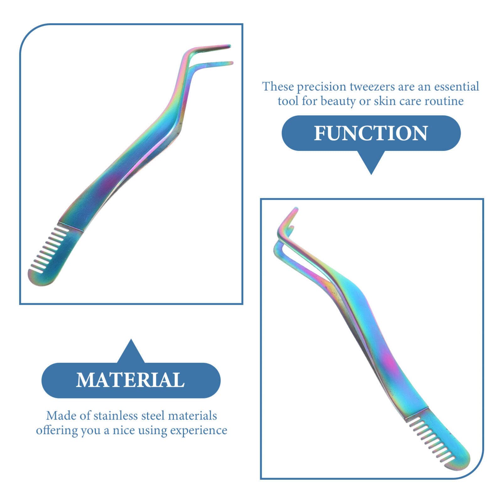Premium Stainless Steel Eyelash Extension Tweezers Set - 2 in 1 Straight & Curved Lash Applicator Tweezers for Professional Extensions | Durable Makeup Tools for Salon & Home Use