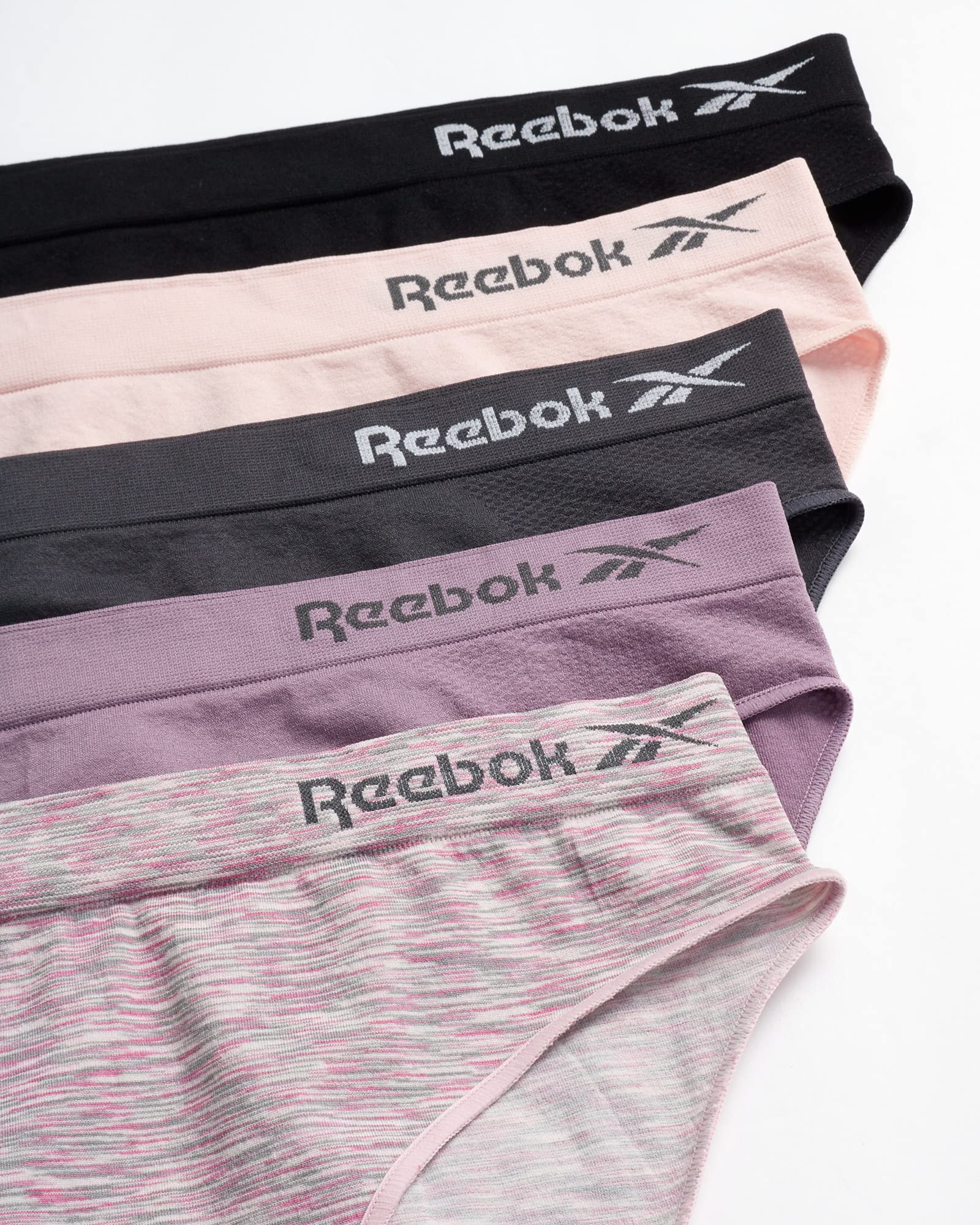 Reebok Women's Performance Seamless Bikini Underwear 5-Pack - Stretch Breathable Workout & Yoga Underwear for Women (S-XL) - Gym, Running, Daily Wear Comfort
