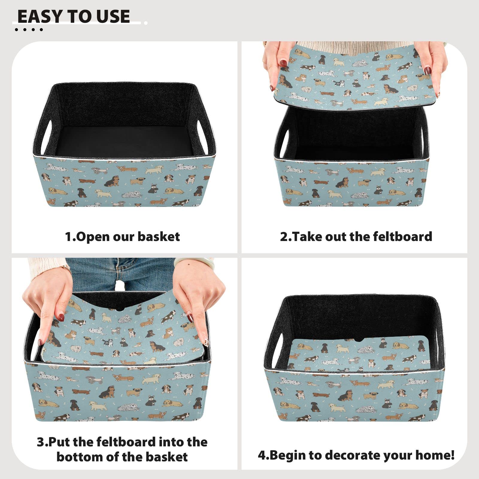 Emelivor 2-Piece Felt Collapsible Storage Bins with Dual Handles - Foldable Laundry Baskets for Closet, Bedroom & Bathroom Organization - Perfect for Toys, Blankets, Towels & Home Storage Solutions