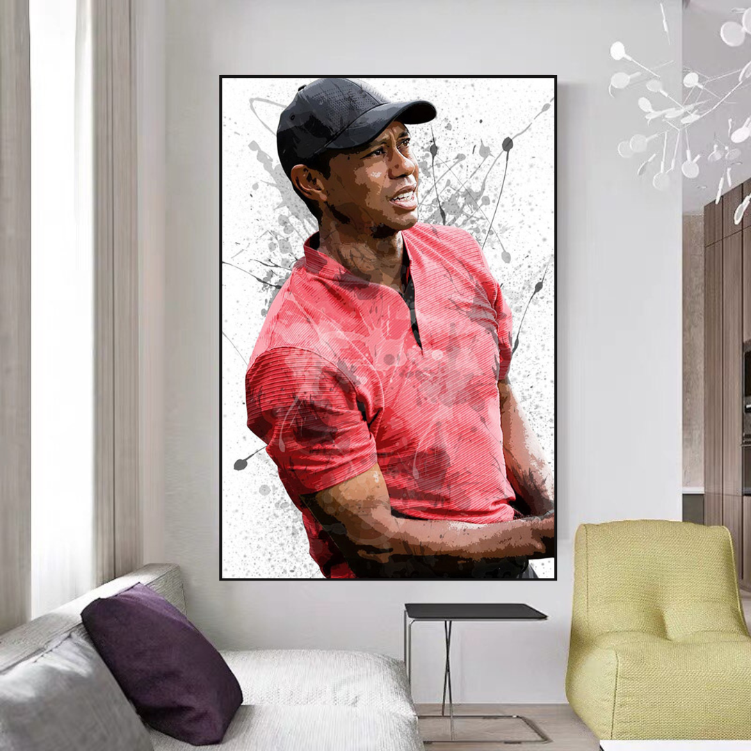 Tiger Woods Canvas Wall Art - High Quality Sports Decor for Golf Fans | Perfect for Home, Office & Man Cave Decorations