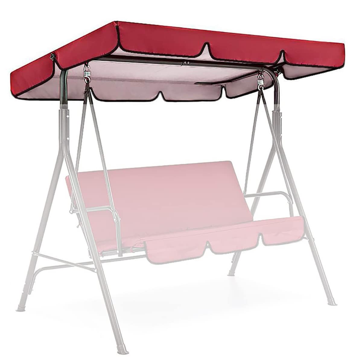 **MZAXLLS Waterproof Patio Swing Canopy Replacement Top Cover - UV-Resistant Sunshade for 2/3 Seater Swing Seat & Hammock (195x125x15cm, Red) - Perfect for Outdoor Relaxation in Garden, Backyard, or Patio**