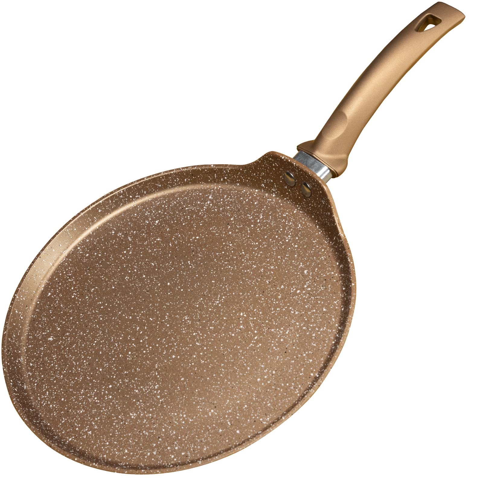 Nonstick 10 Inch Crepe Pan - Granite Coating Flat Skillet for Dosa, Tawa, Tortilla, Pancake & Roti - Induction Compatible PFOA-Free Cookware with Stay-Cool Handle - Perfect for Breakfast, Indian Cooking & Mexican Cuisine
