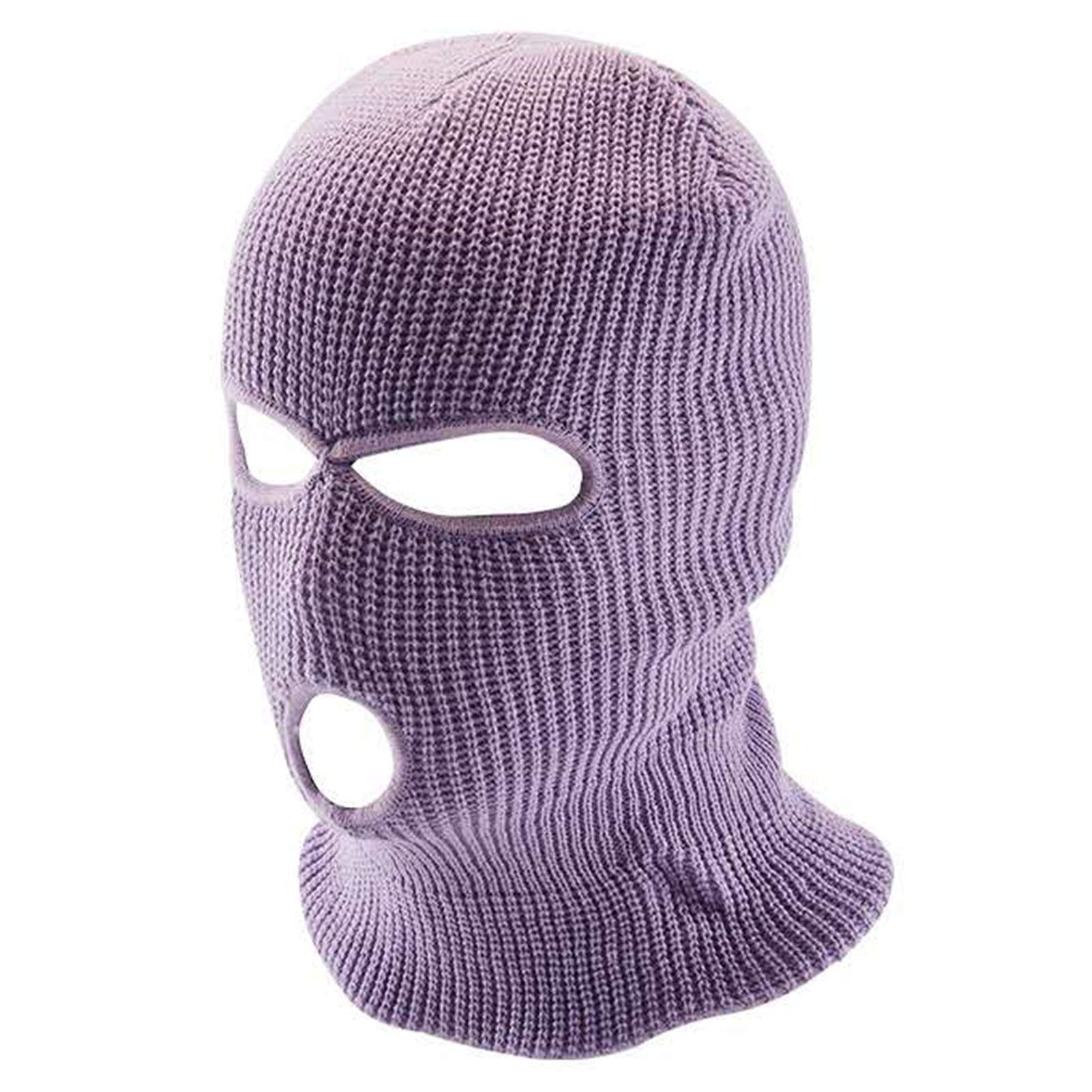 3 Hole Winter Knitted Ski Mask - Warm Full Face Cover Balaclava for Men & Women - Cold Weather Outdoor Sports Gear for Skiing, Snowboarding, Motorcycling & Hiking