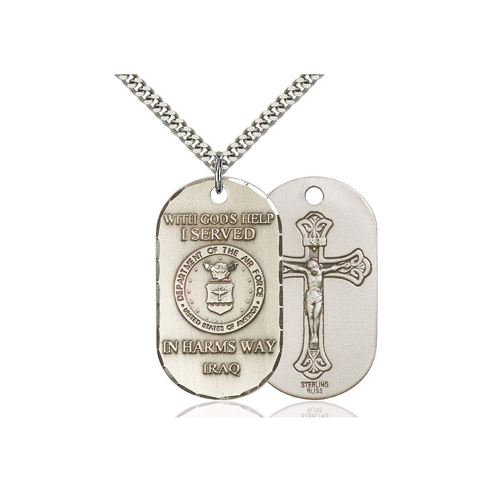 Sterling Silver Air Force Iraq Pendant - Military Jewelry for Men & Women - DiamondJewelryNY - Perfect for Veterans, Military Gifts & Patriotic Fashion Accessories