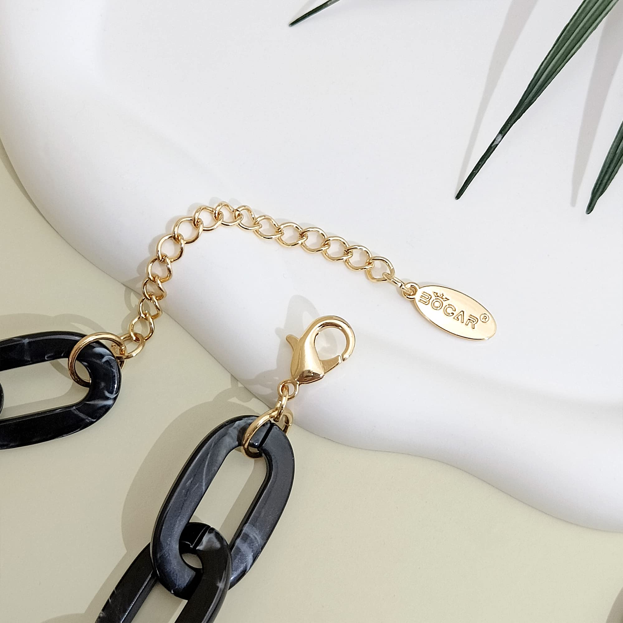 Bocar Chunky Acrylic Statement Necklace for Women - Cube Link Chain Collar with Matching Hoop Earrings Set, Fashion Jewelry for Party, Wedding & Everyday Wear