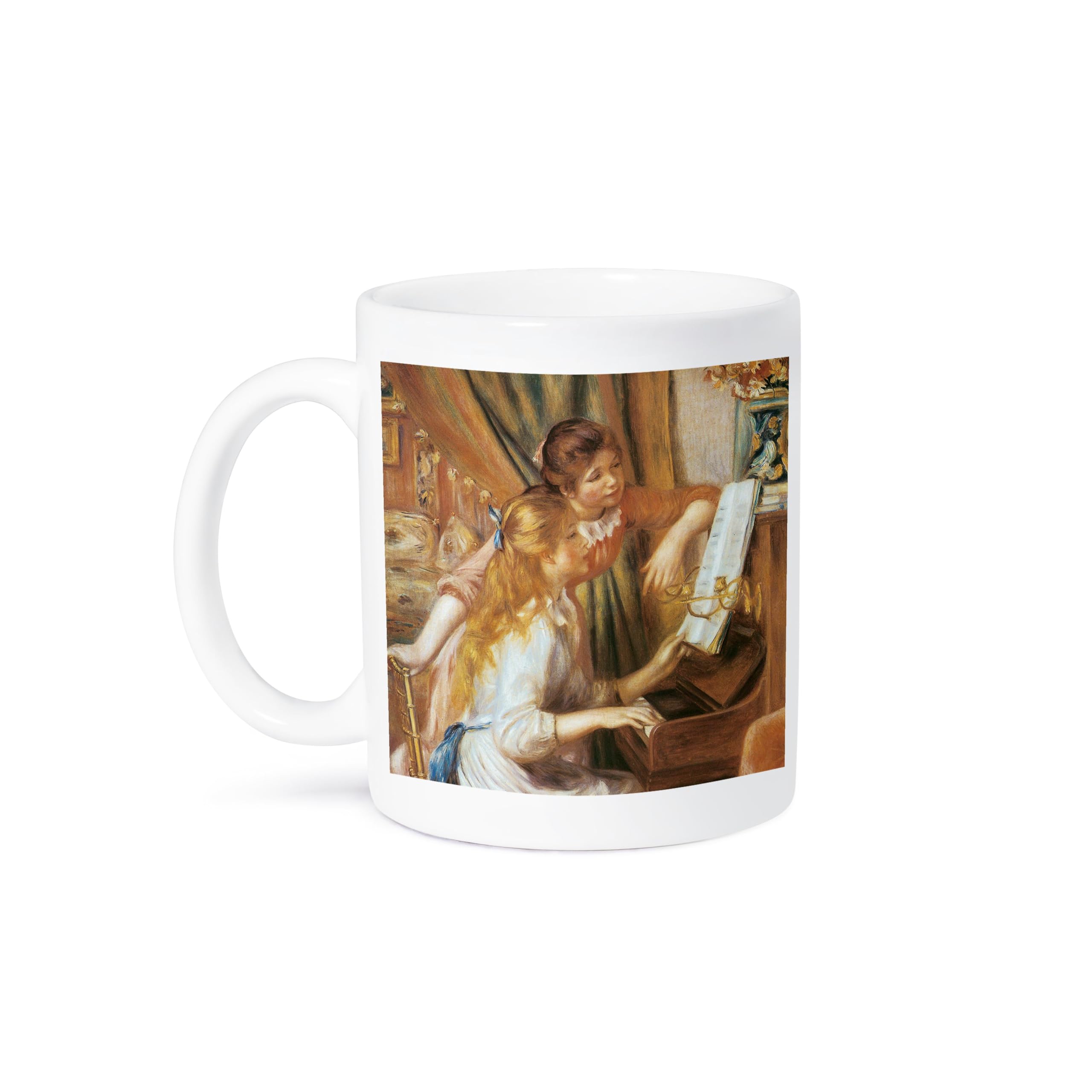 3D Rose Girls at The Piano by Pierre Mug - 15 oz Ceramic Coffee Cup - Perfect for Tea, Coffee, Hot Chocolate & Office, Home, Gift Use