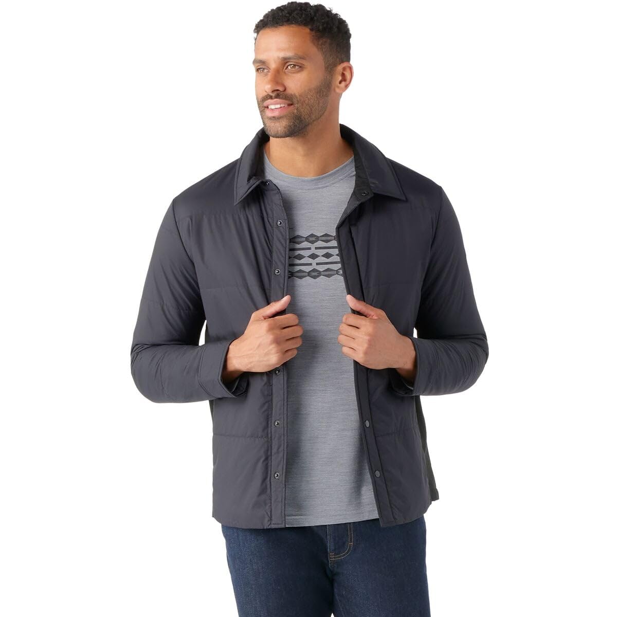 Smartwool Men's SmartLoleft Shirt Jacket - Lightweight Merino Wool Outdoor Shirt for Hiking, Camping & Travel