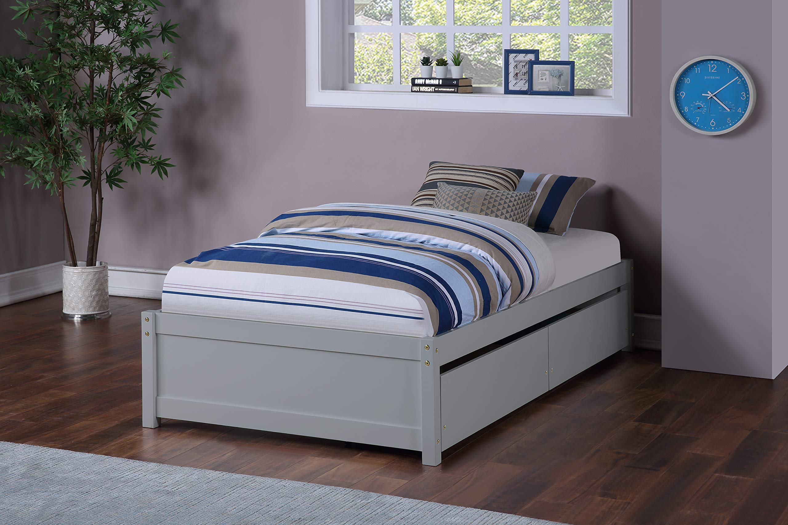 Twin Size Wooden Loft Bed Frame with Storage Drawers & Slats - Platform Captain Bed for Kids, Teens, Boys & Girls - Gray No Headboard - Perfect for Small Bedrooms, Guest Rooms & Dormitories