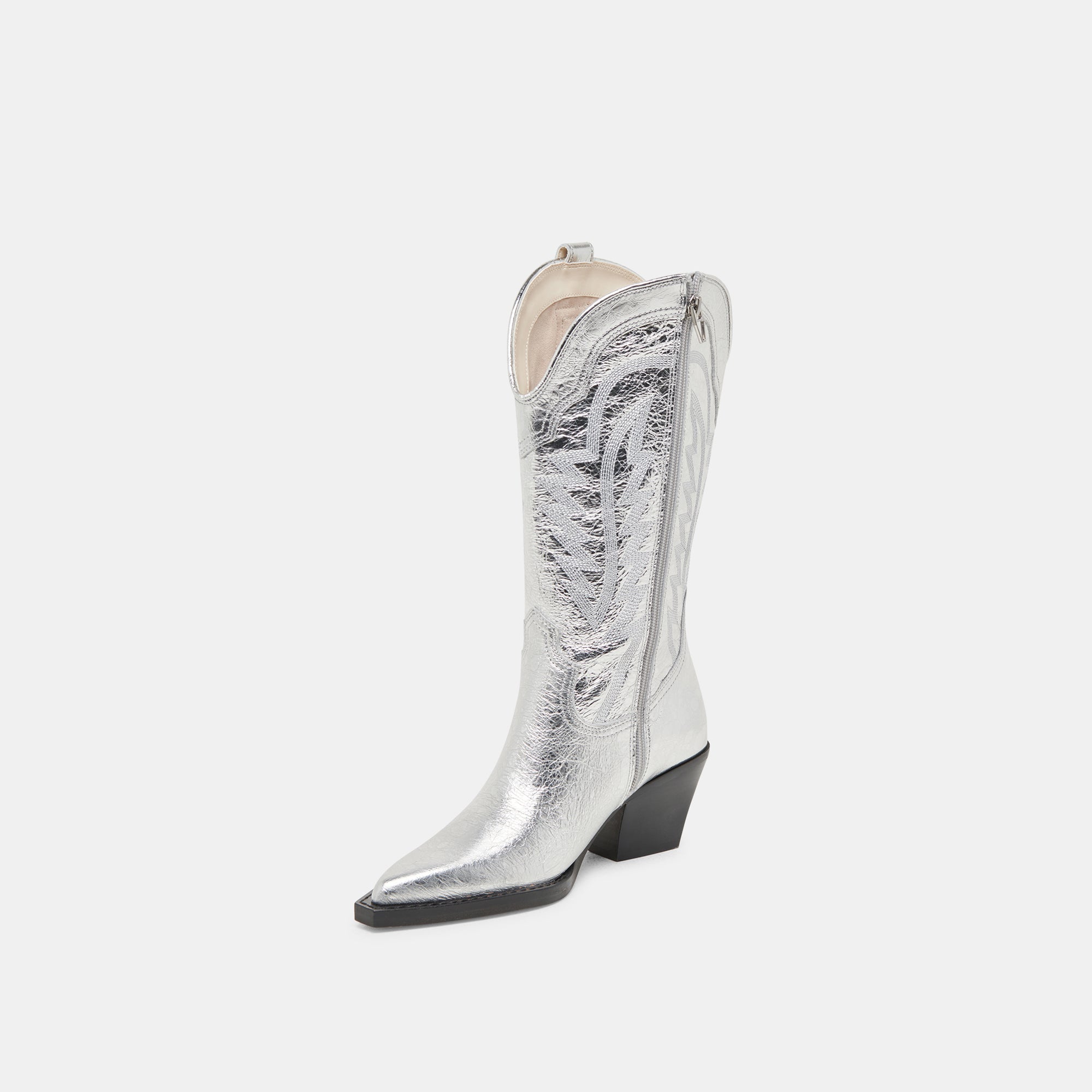 RYLAND Extra Wide Calf Boots for Women - Distressed Silver Leather Ankle Boots for Comfort & Style - Perfect for Casual Outfits, Work & Evening Wear