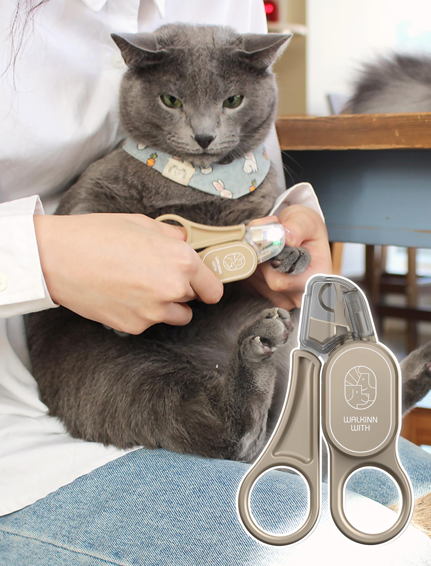 LED Cat Nail Clippers with Safety Guard - Professional Pet Grooming Tool for Safe Trimming at Home | Perfect for Kittens & Adult Cats | Includes Nail Trapper & Light Guide