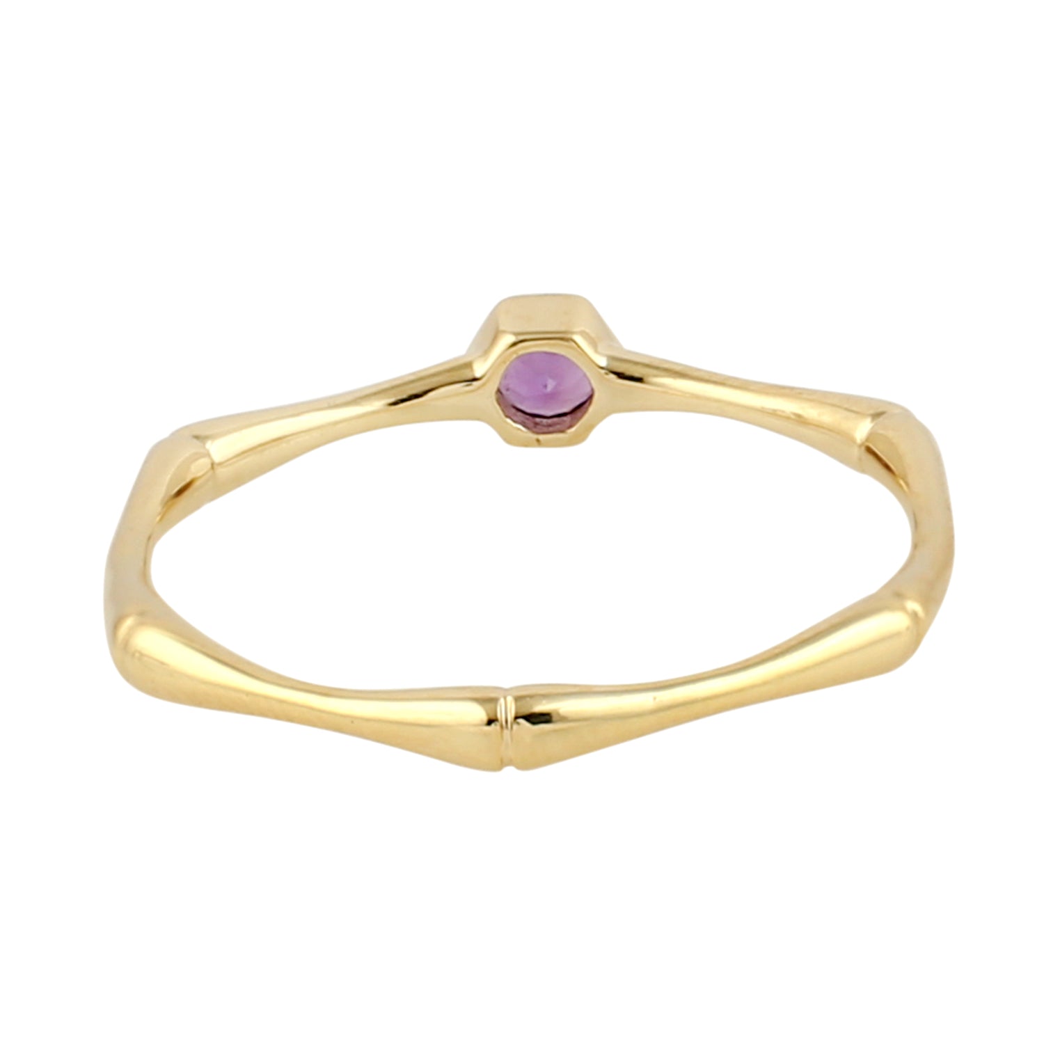 10K Yellow Gold Amethyst Gemstone Ring for Women - Elegant Stackable Band Jewelry Gift for Anniversary, Birthday & Valentine's Day