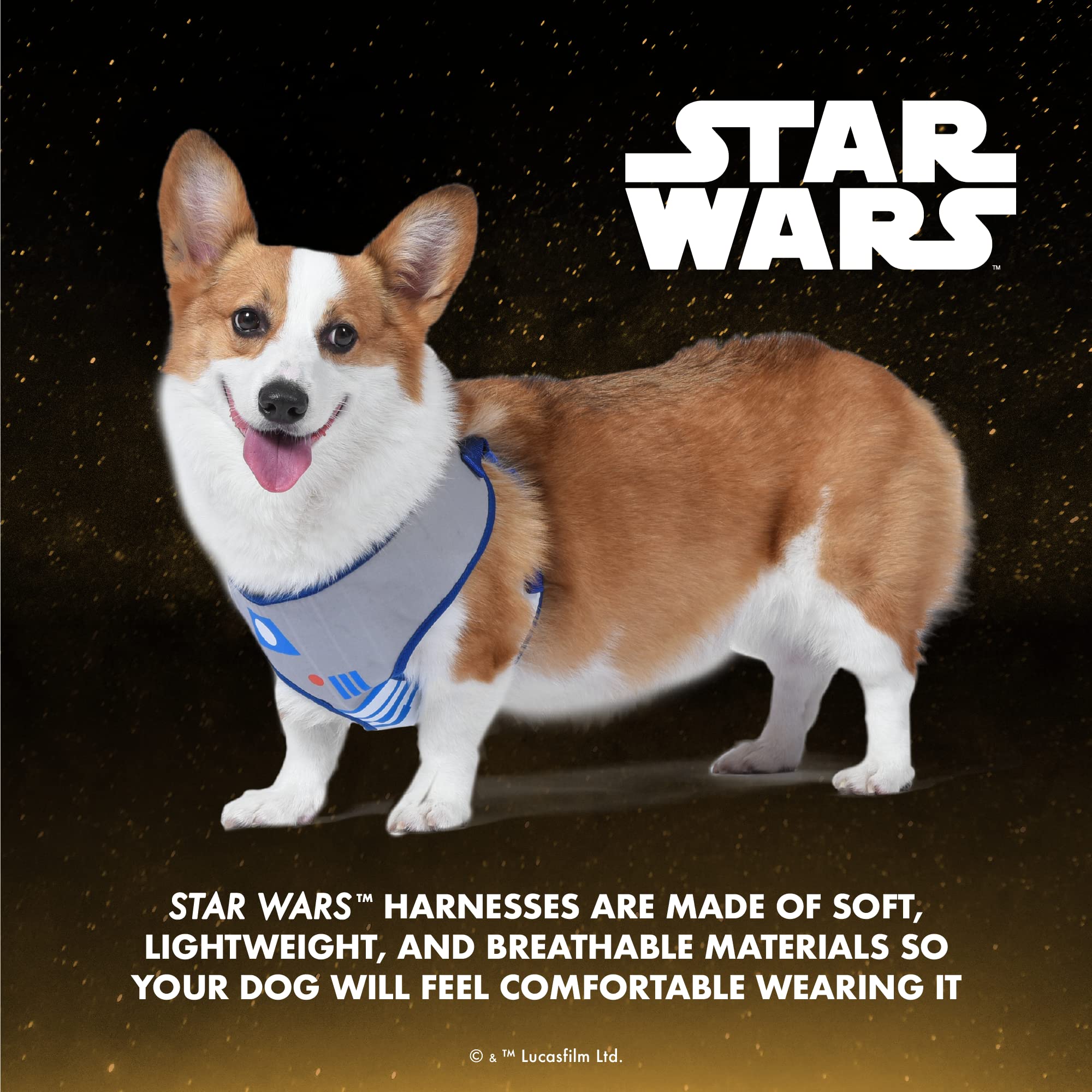Star Wars R2D2 Dog Harness for Small Dogs - No Pull Step-in Pet Vest with D-Ring | Lightweight Breathable Cosplay Costume for Star Wars Fans | Perfect for Halloween, Comic Con & Daily Walks