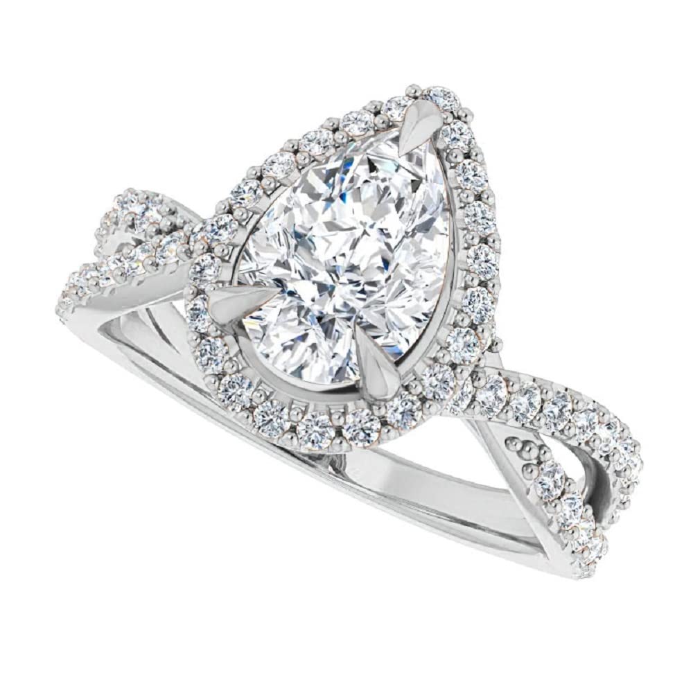 3 CT Pear Moissanite Engagement Ring - Vintage Wedding Eternity Band with 4-Prong Solitaire Setting in Sterling Silver - Perfect Anniversary, Promise Ring & Romantic Gift for Her - Ideal for Proposals, Weddings & Special Occasions