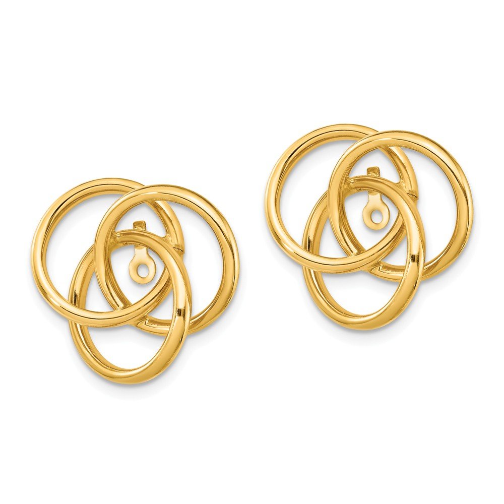 14K Yellow Gold Love Knot Earring Jackets - 16mm x 17mm Polished Solid Gold Earrings for Women, Perfect for Weddings, Parties & Special Occasions