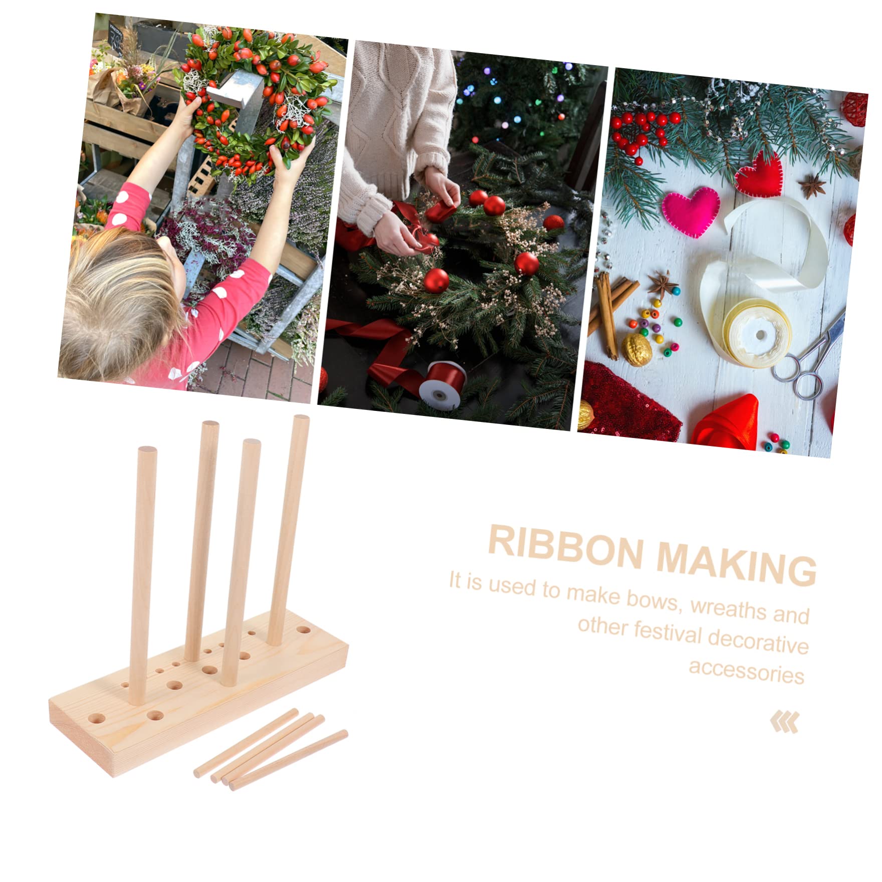 Ibasenice Wooden Wreath Bow Maker - Adjustable Length Multi-functional Ribbon Bowknot Maker for DIY Crafts, Gift Wrapping & Home Decor - Portable & Easy to Use for Christmas, Weddings & Party Decorations