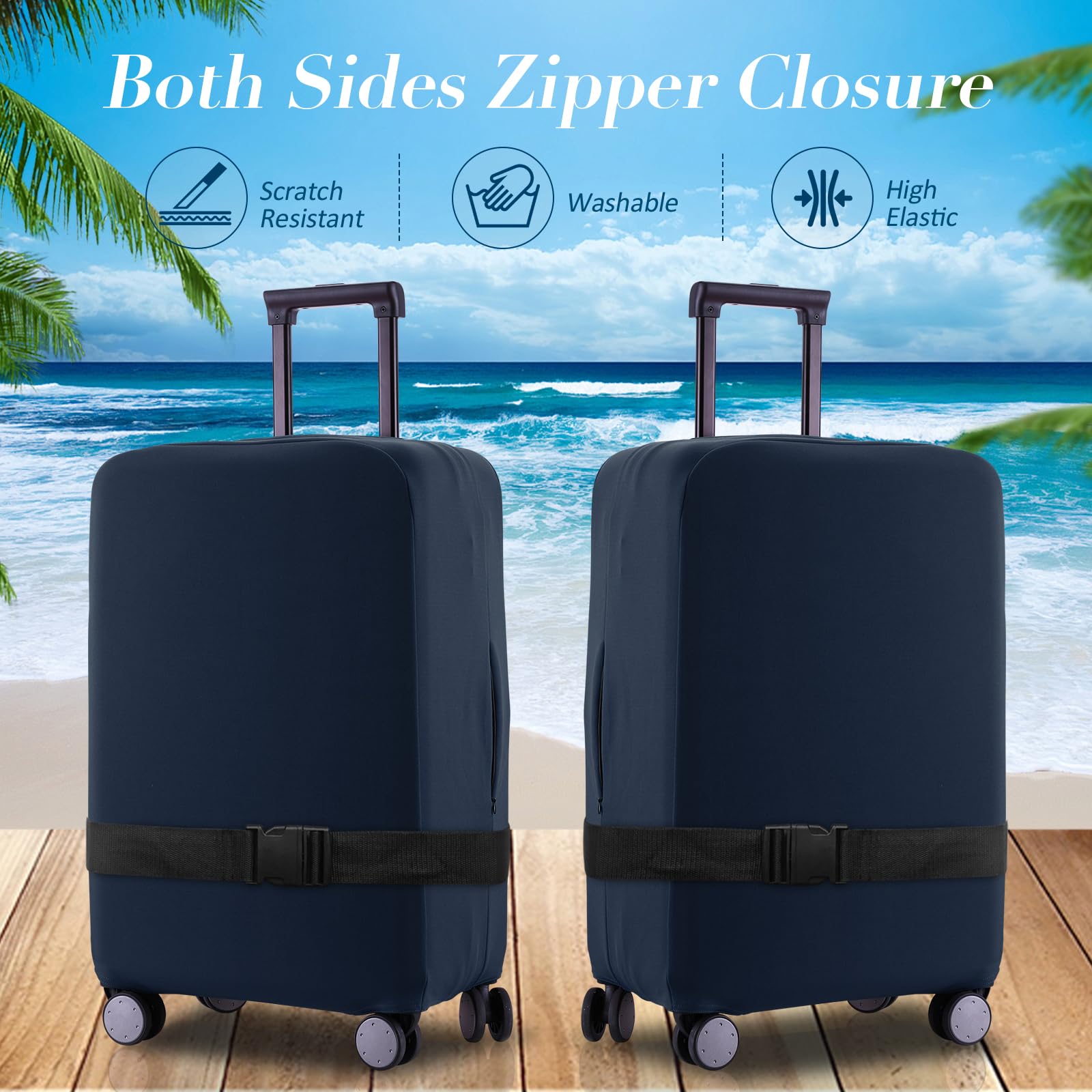 Durable Scratch-Resistant Suitcase Cover for 19-31 Inch Luggage - Tibetan Blue (Fits 24-25 Inch) | Travel Protection for Airlines, Vacation & Business Trips