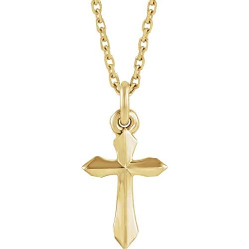 14K Yellow Gold Cross Necklace for Women - Elegant Religious Jewelry Gift for Baptism, Confirmation & Everyday Wear