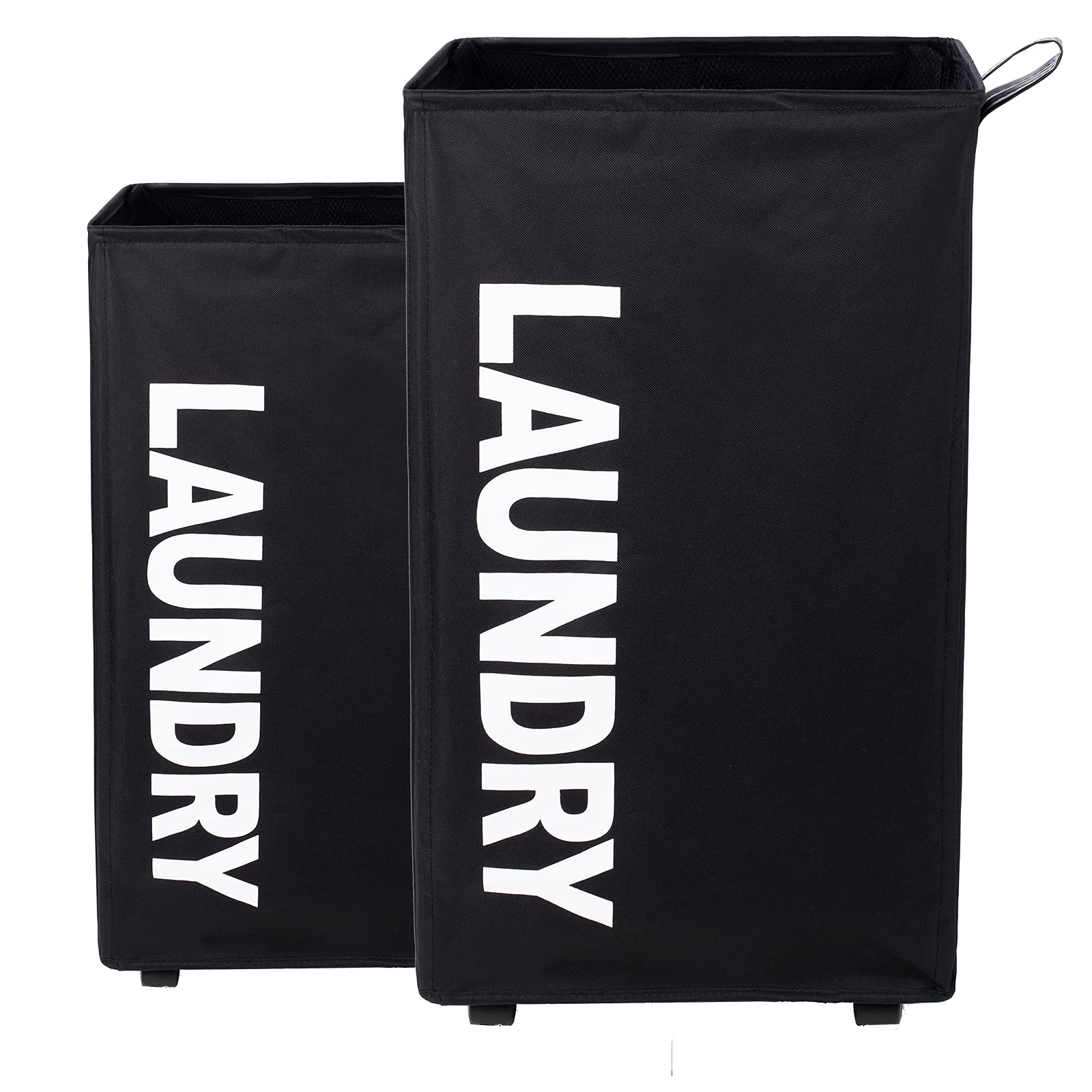 Caroeas XX-Large Collapsible Laundry Basket with Wheels & Leather Handle - 27