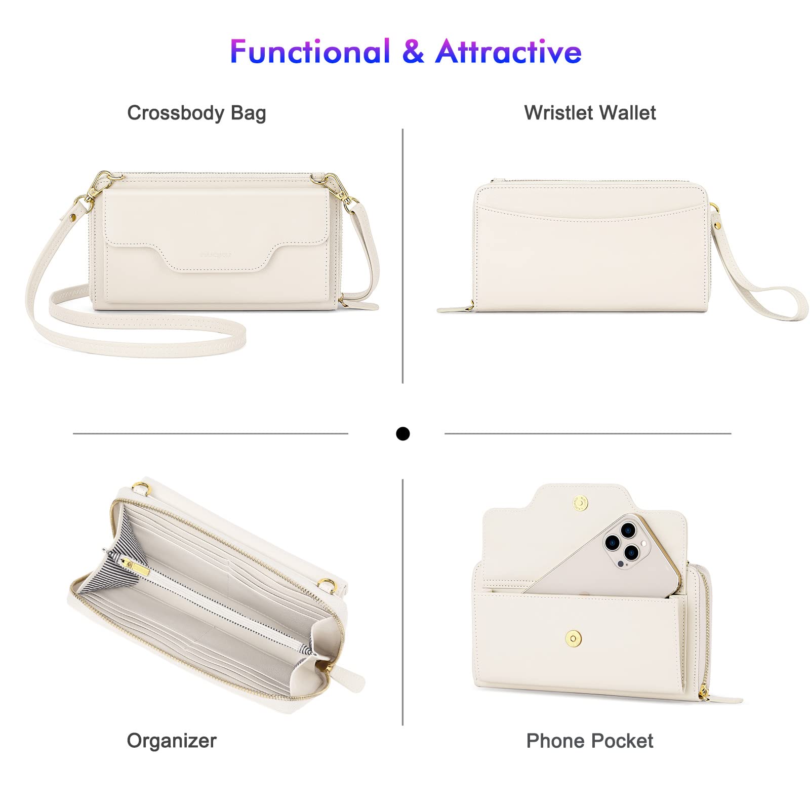 Stylish nuoku Crossbody Bags & RFID Wristlet Wallets for Women - Secure Phone Holder Clutch Purse | Perfect for Travel, Shopping & Night Out