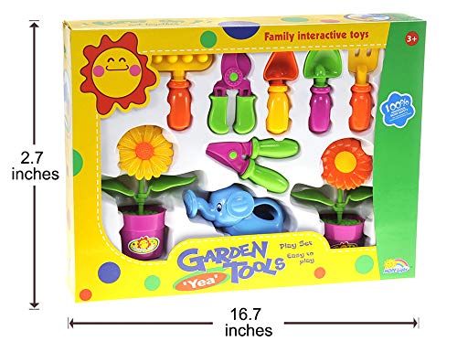 PowerTRC 9-Piece Toddler Gardening Toy Set - Realistic Pretend Play Tools for Kids Ages 3+, Educational Outdoor Learning Toys for Boys & Girls - Perfect for Backyard Play, Preschool Activities & Summer Fun