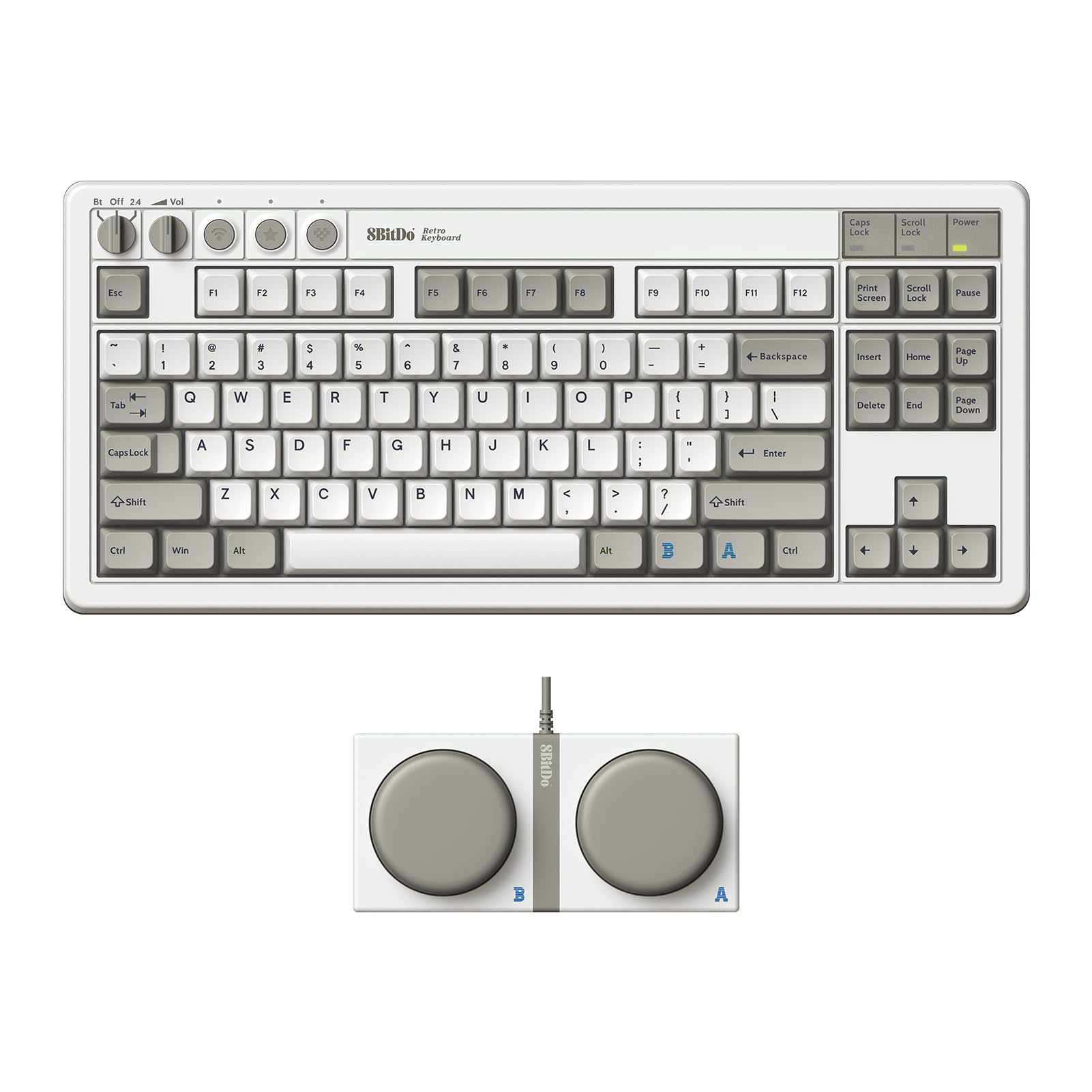 8BitDo Retro Mechanical Gaming Keyboard - Bluetooth, 2.4G, USB-C Hot Swappable 87-Key Keyboard with Dual Programmable Buttons for Windows, Android, Mac (M Edition) | Perfect for Retro Gaming, Office Work & Typing Enthusiasts