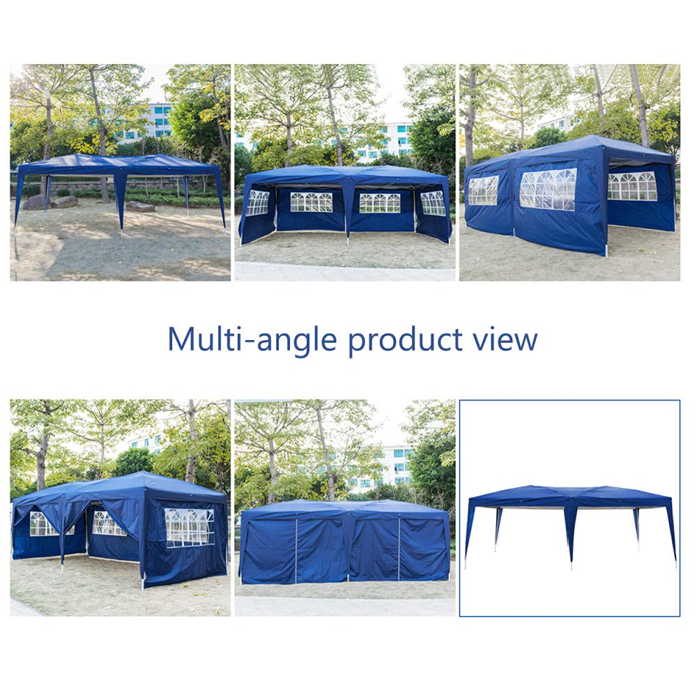 10x20 Pop Up Canopy Tent - Lightweight Folding Gazebo with 6 Removable Zippered Sidewalls & Mosquito Netting for Outdoor Parties, Camping, Beach, and Backyard Events