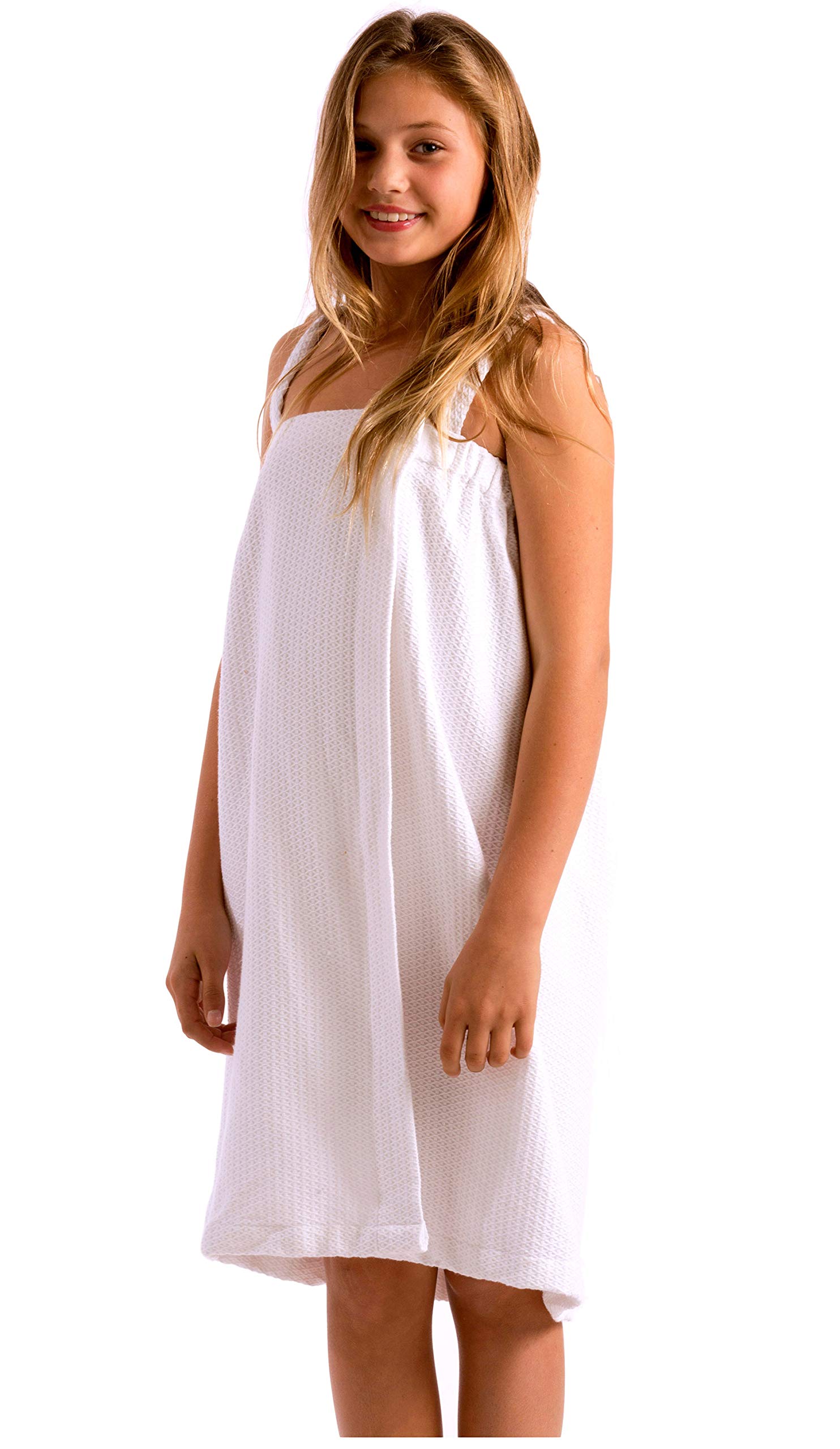 Soft Waffle Spa Cover Up Towel for Women - Small White Bath Towel for Beach, Pool, and Lounge Use