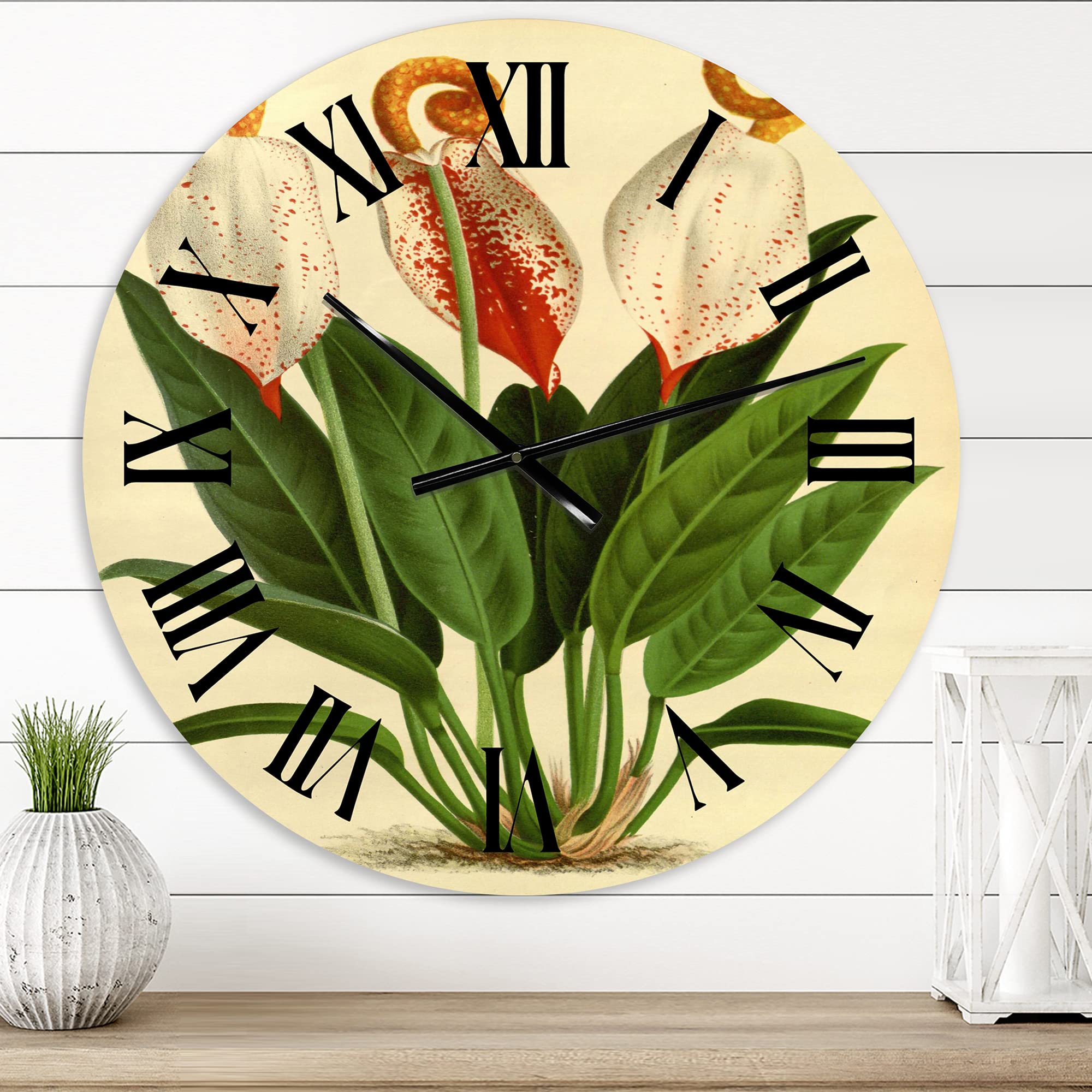 Farmhouse Wall Clock with Retro Floral Design - Large Decorative Clock for Living Room, Kitchen & Bedroom | Perfect Vintage Home Decor Gift