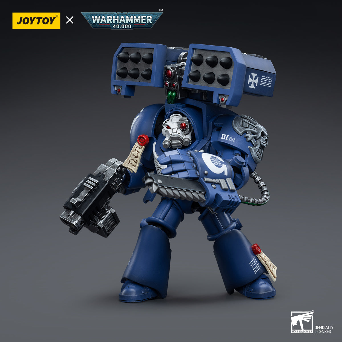 JOYTOY 1/18 Scale Warhammer 40K Ultramarines Terminators Action Figure Set (3-Pack) - Highly Detailed Collectible Miniatures for Tabletop Gaming & Display