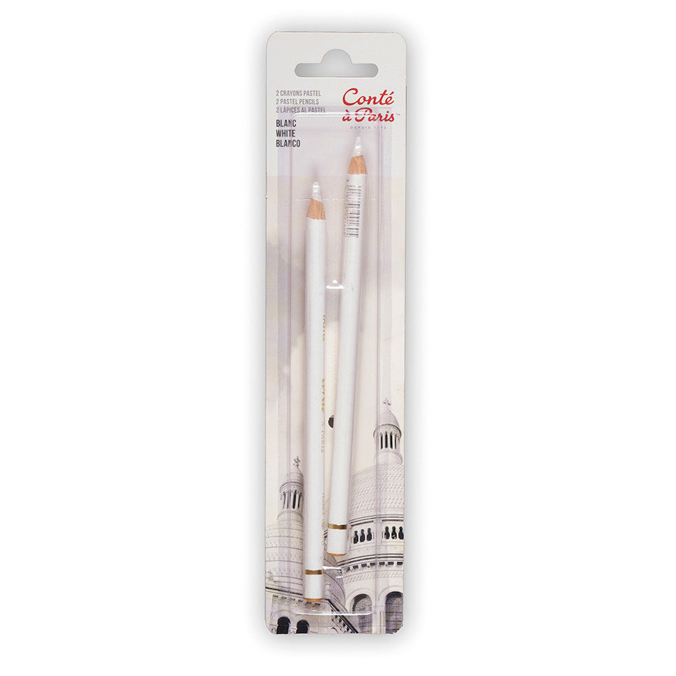 Conté à Paris Pastel Pencils - Set of 2 White Artist Drawing Pencils for Sketching, Shading & Blending - Perfect for Professional Artists & Beginners
