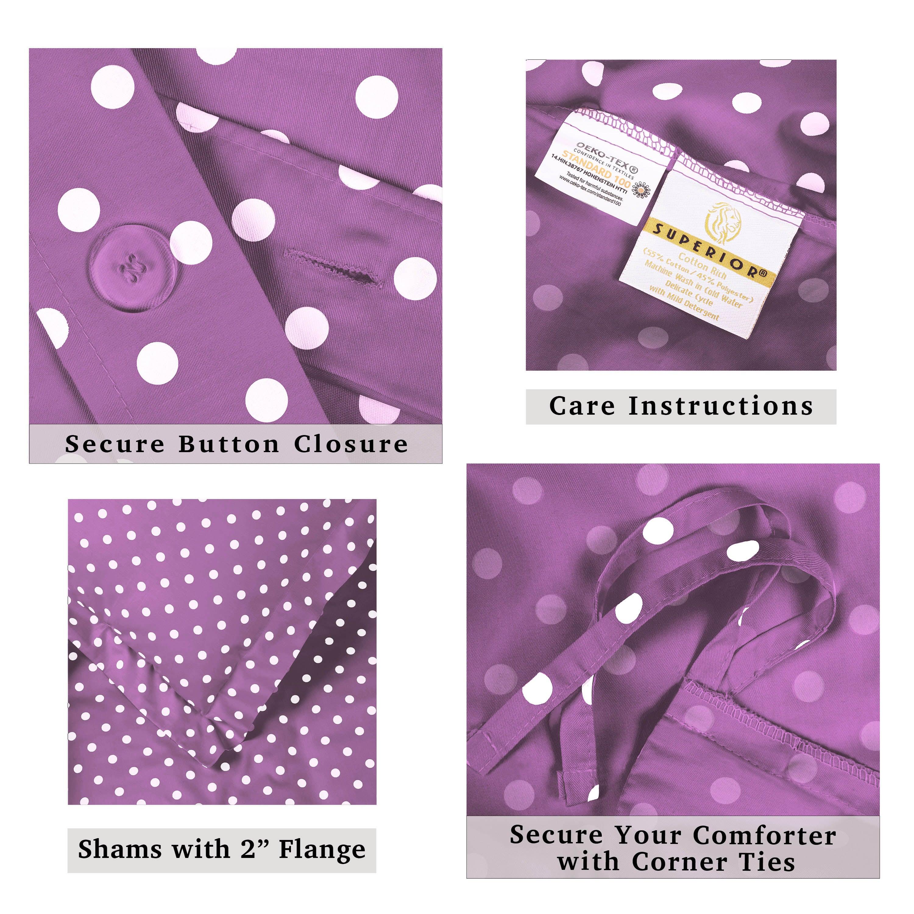 Premium 600 Thread Count Cotton Blend Polka Dot Duvet Cover Set - Soft & Breathable Bedding for Cozy Nights - Perfect for Master Bedroom, Guest Room & Dorm Decor