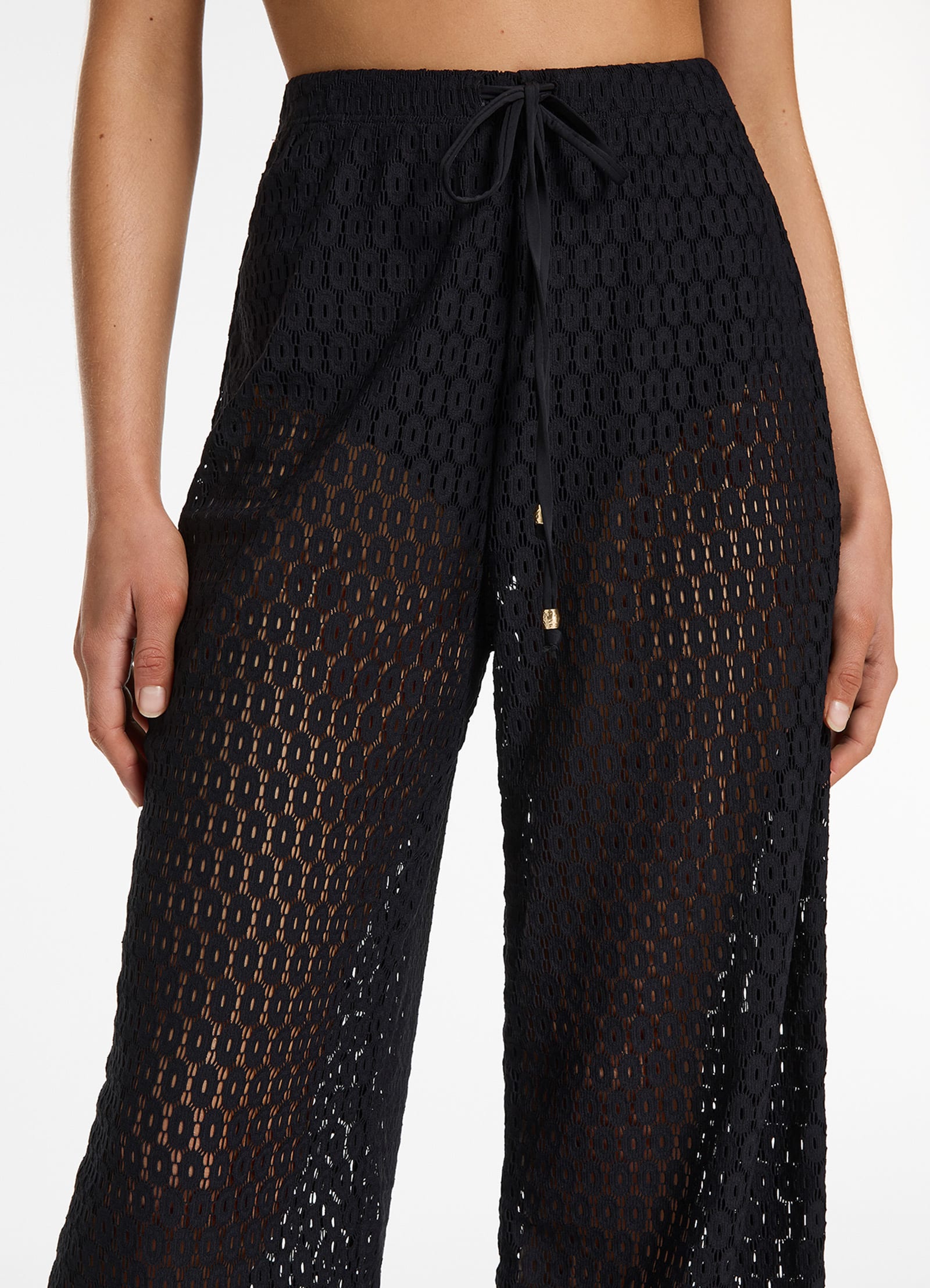 Jetset Stretch Lace Pants for Women - Comfortable High Waist Lace Leggings - Black Yoga Pants for Workout, Yoga, Lounge & Everyday Wear