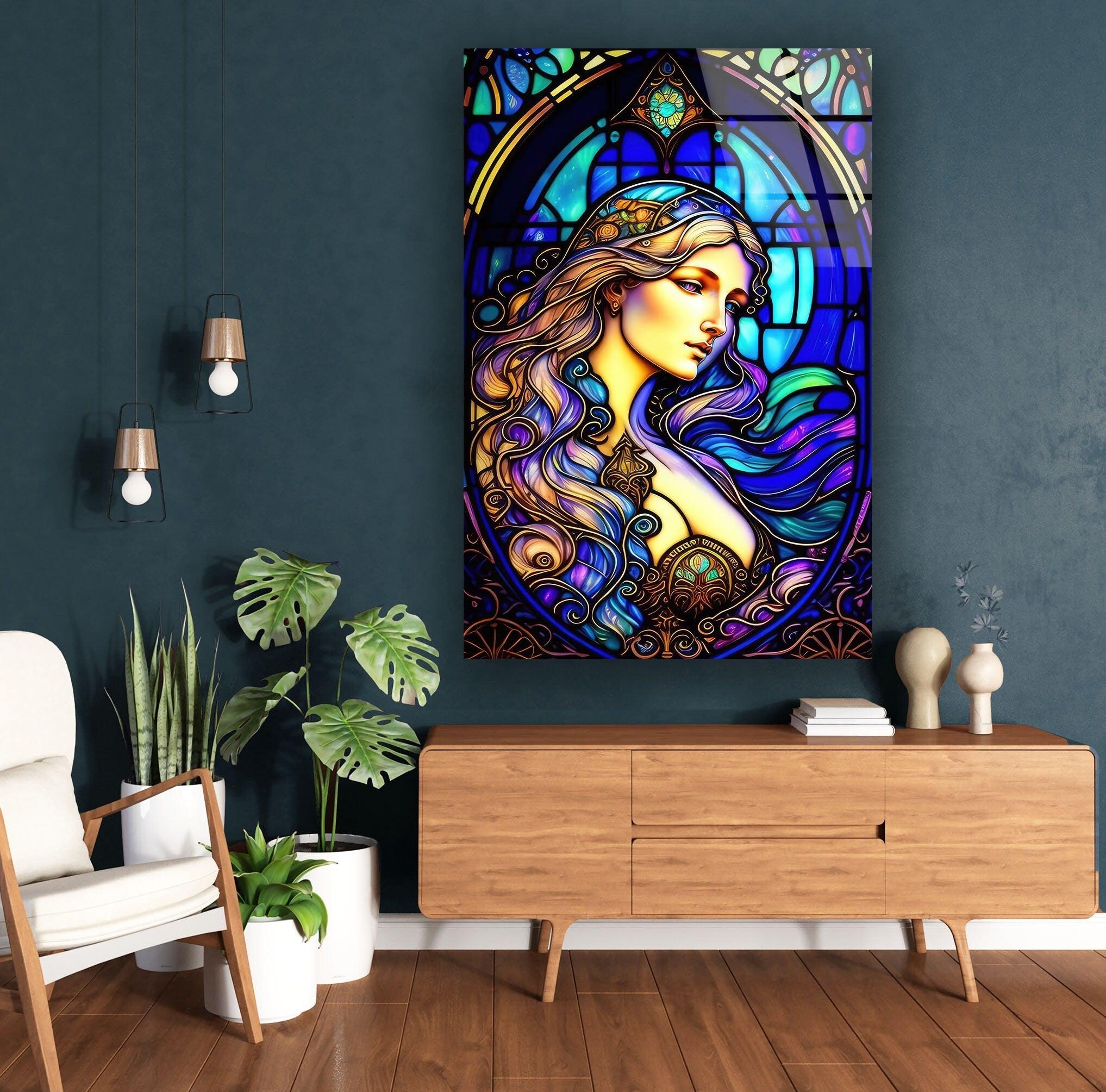 Aurora Princess Glass Wall Art - Elegant Handmade Decor for Living Room, Bedroom & Office - Perfect Gift for Home & Wedding