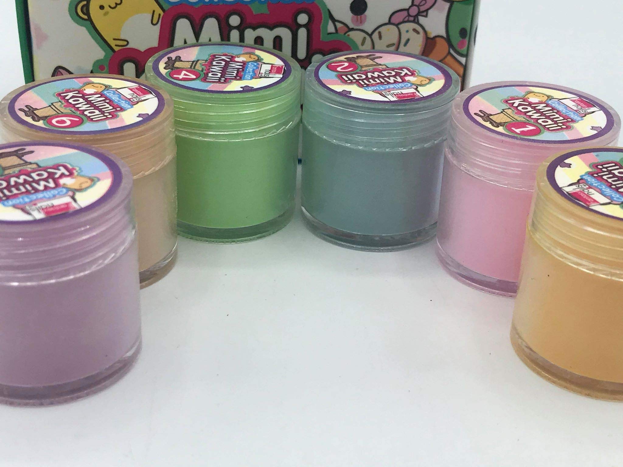 Fantasy Nails Sinaloa - Acrylic Powder Mimi Kawaii Collection 6 Pcs Set for DIY Nail Art, Salon & Party Glam