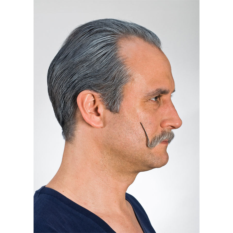 Kryolan English Salt and Pepper Mustache - Realistic Fake Mustache for Costumes, Theater & Cosplay - Perfect for Halloween, Parties & Theatrical Performances