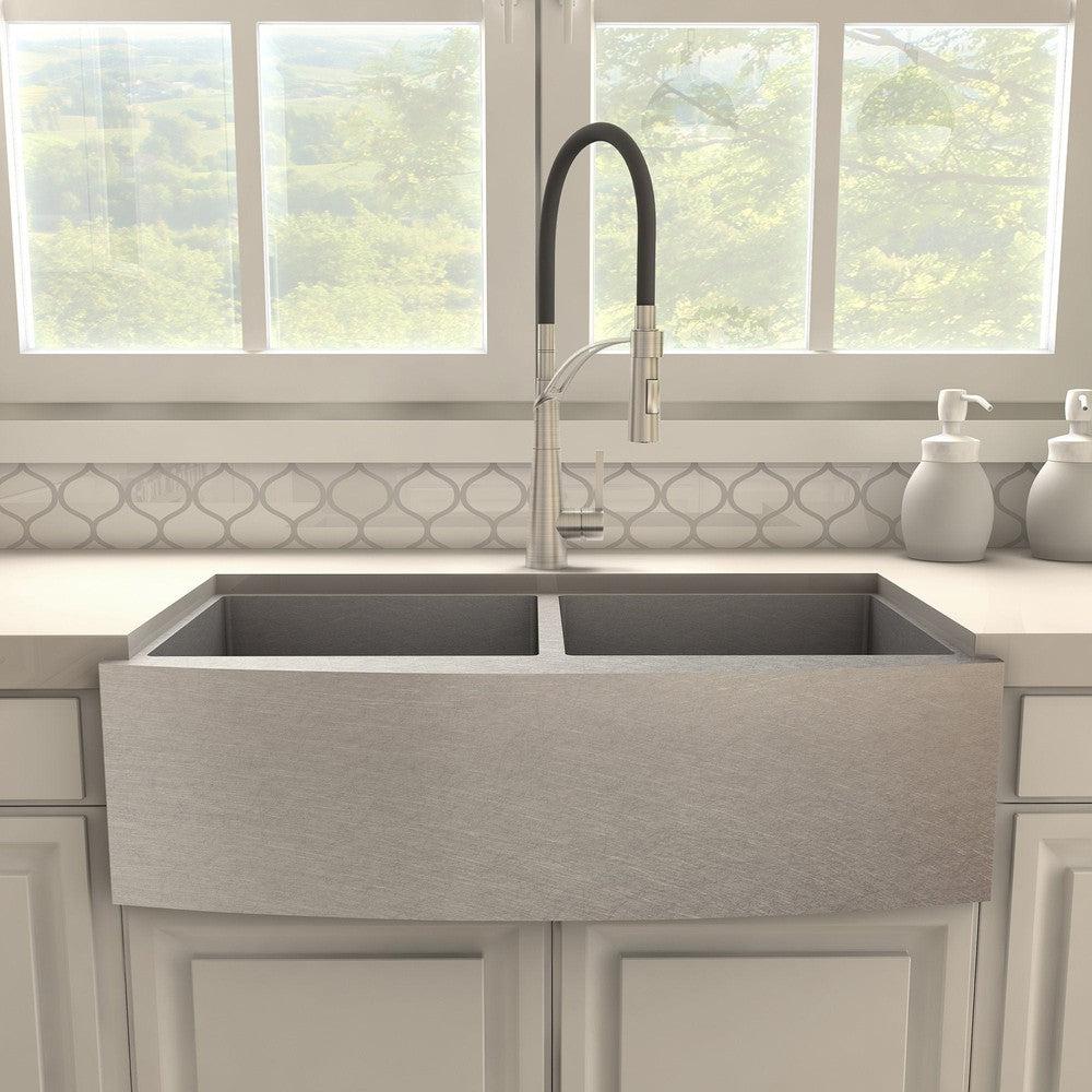 ZLINE Da Vinci Pull Down Single Handle Kitchen Faucet in Brushed Nickel - Modern Design for Easy Cooking & Dishwashing | Perfect for Home & Restaurant Use (DAV KF BN)