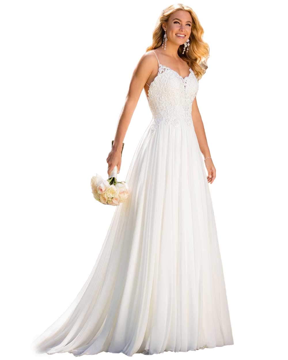 2022 WaterDress Beach Wedding Dresses for Bride - Elegant Lace Boho Bridal Gown WDW002 | Perfect for Beach, Destination & Outdoor Summer Weddings