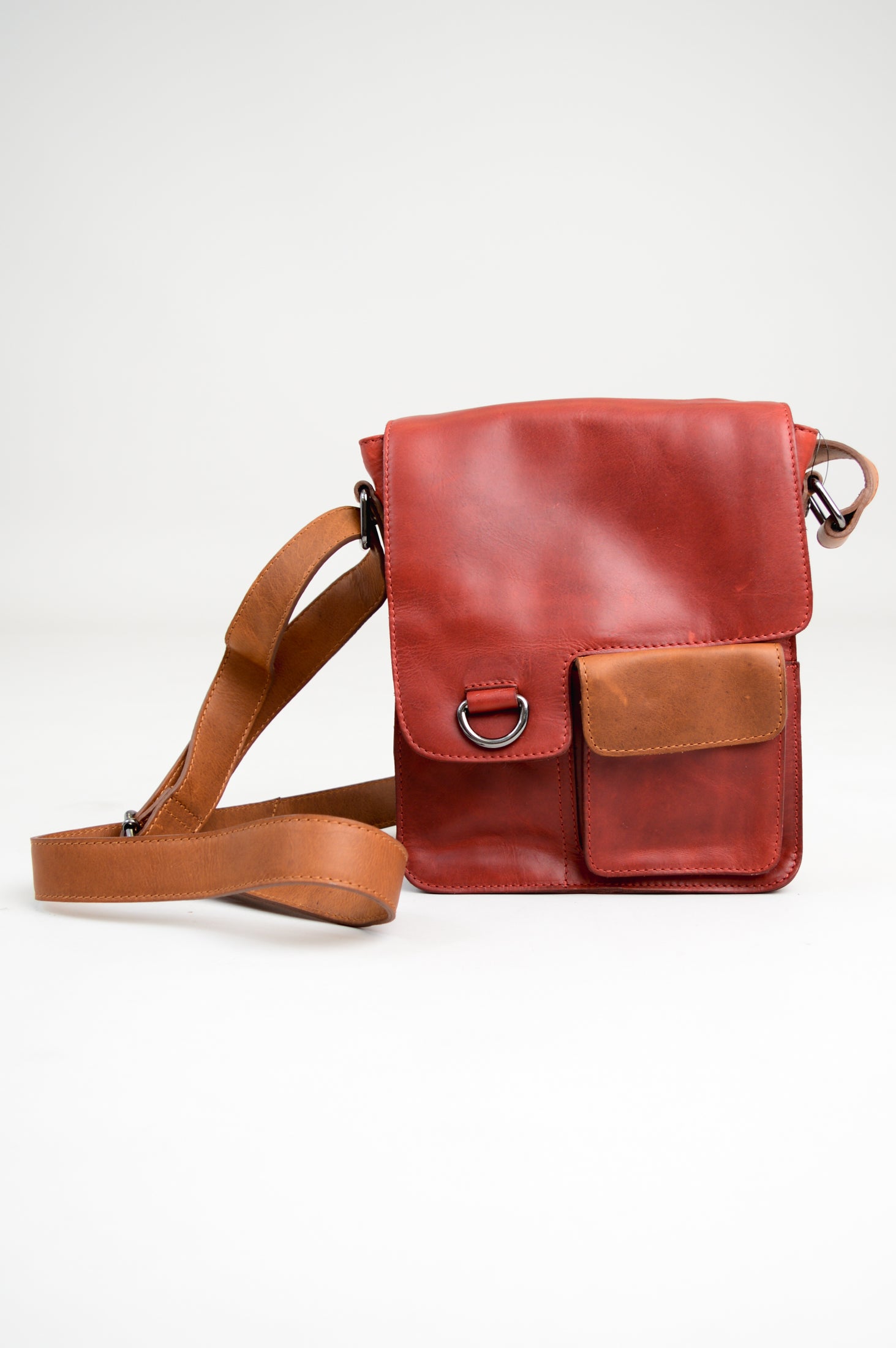Premium Adrian Klis 1728 Buffalo Leather Bag in Red/Tan - Stylish Crossbody Purse for Women, Durable Travel & Everyday Use
