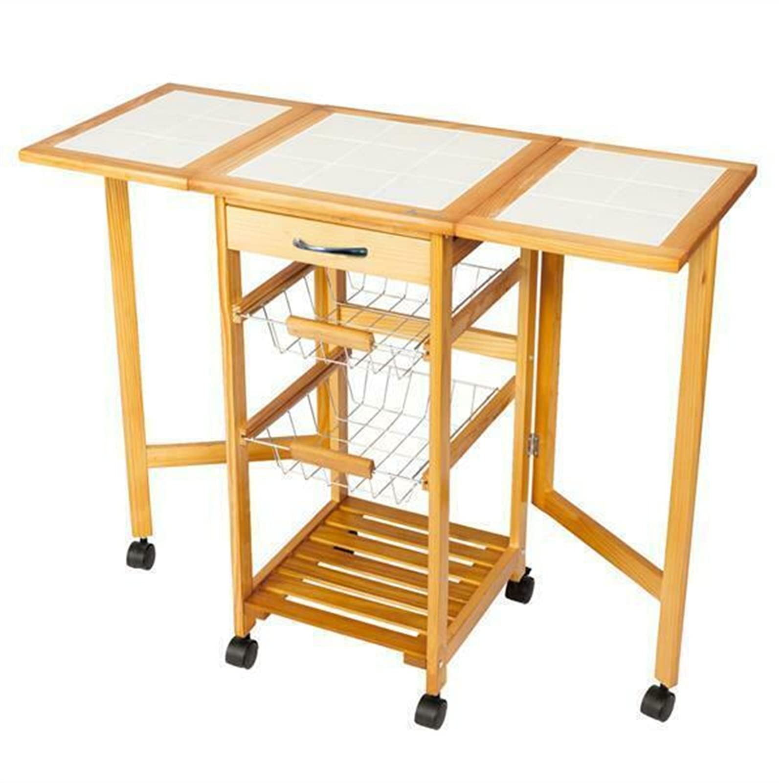 Portable Rolling Kitchen Island Cart with Drop Leaf & Storage - Foldable Mobile Kitchen Trolley for Small Spaces, Dining Extension, Food Prep & Extra Counter Space