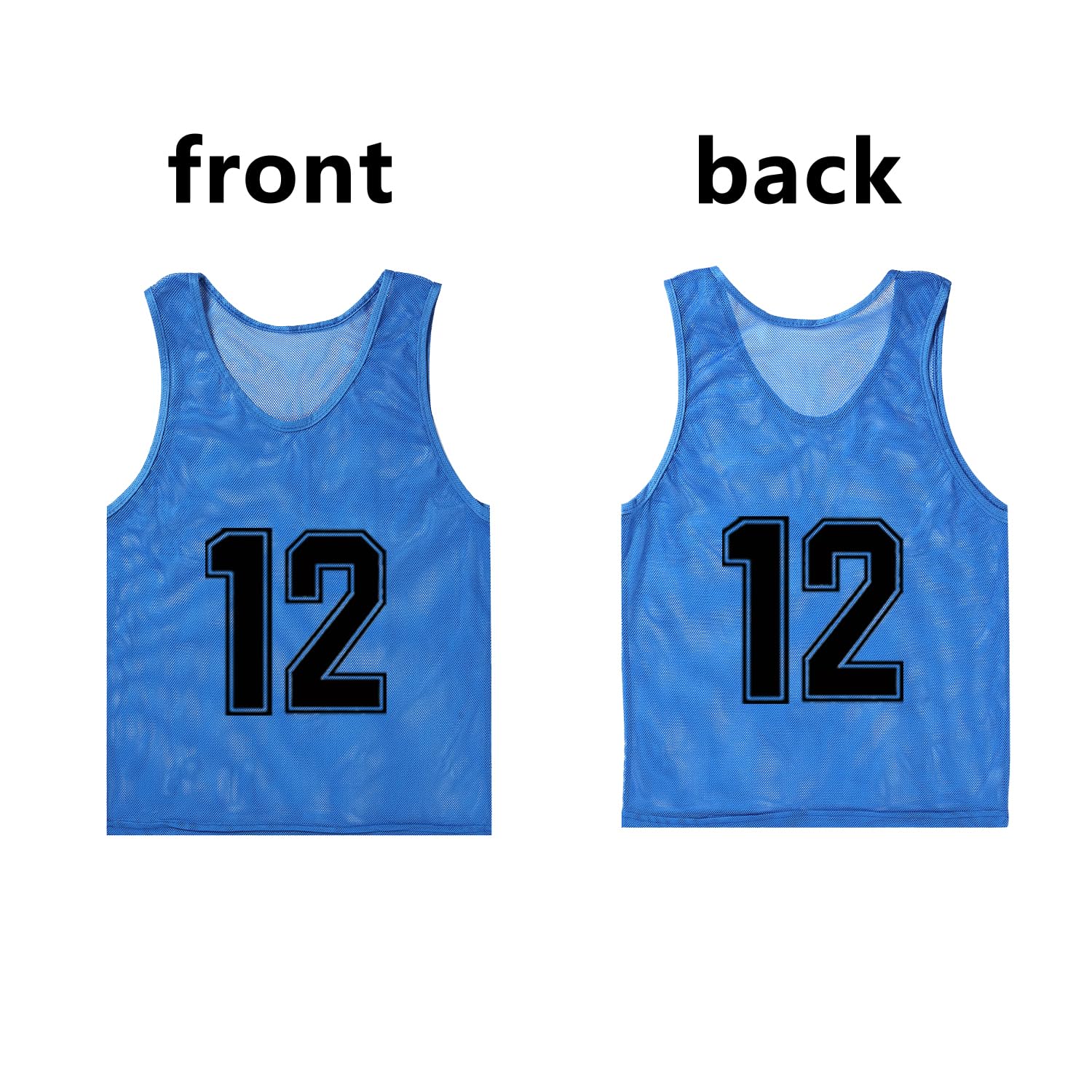 Breathable Nylon Mesh Soccer Training Vests for Adults & Youth - Numbered Practice Pinnies & Bibs for Team Drills, Scrimmages & Sports Activities