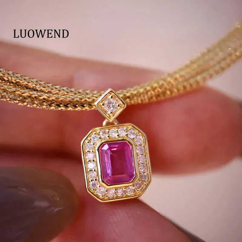 18K Yellow Gold Diamond & Aquamarine Pendant Necklace for Women - Elegant Real Natural Gemstone Jewelry - Perfect for Weddings, Anniversaries & Special Occasions