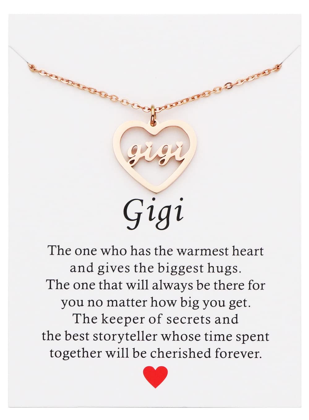 Kaisinse Heart Cutout Grandma Necklace - Personalized Nanny, Nana, Gigi, Mimi Jewelry Gift from Grandchild with Message Card - Perfect for Mother's Day, Birthday & Anniversary Celebrations
