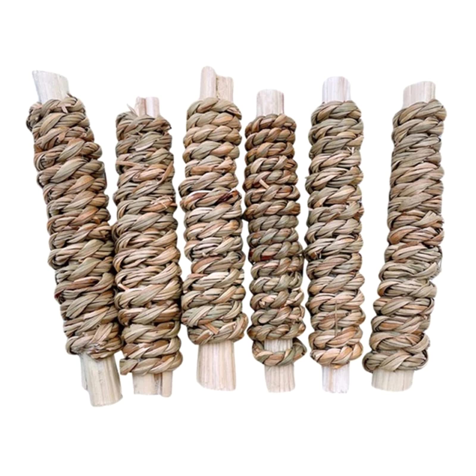 6 Pack Natural Sweet Sticks - Woven Grass Chew Treats for Small Animals Like Pigs, Rabbits & Guinea Pigs | Healthy Dental Snack for Pets | Perfect for Cage Enrichment & Chewing Instincts